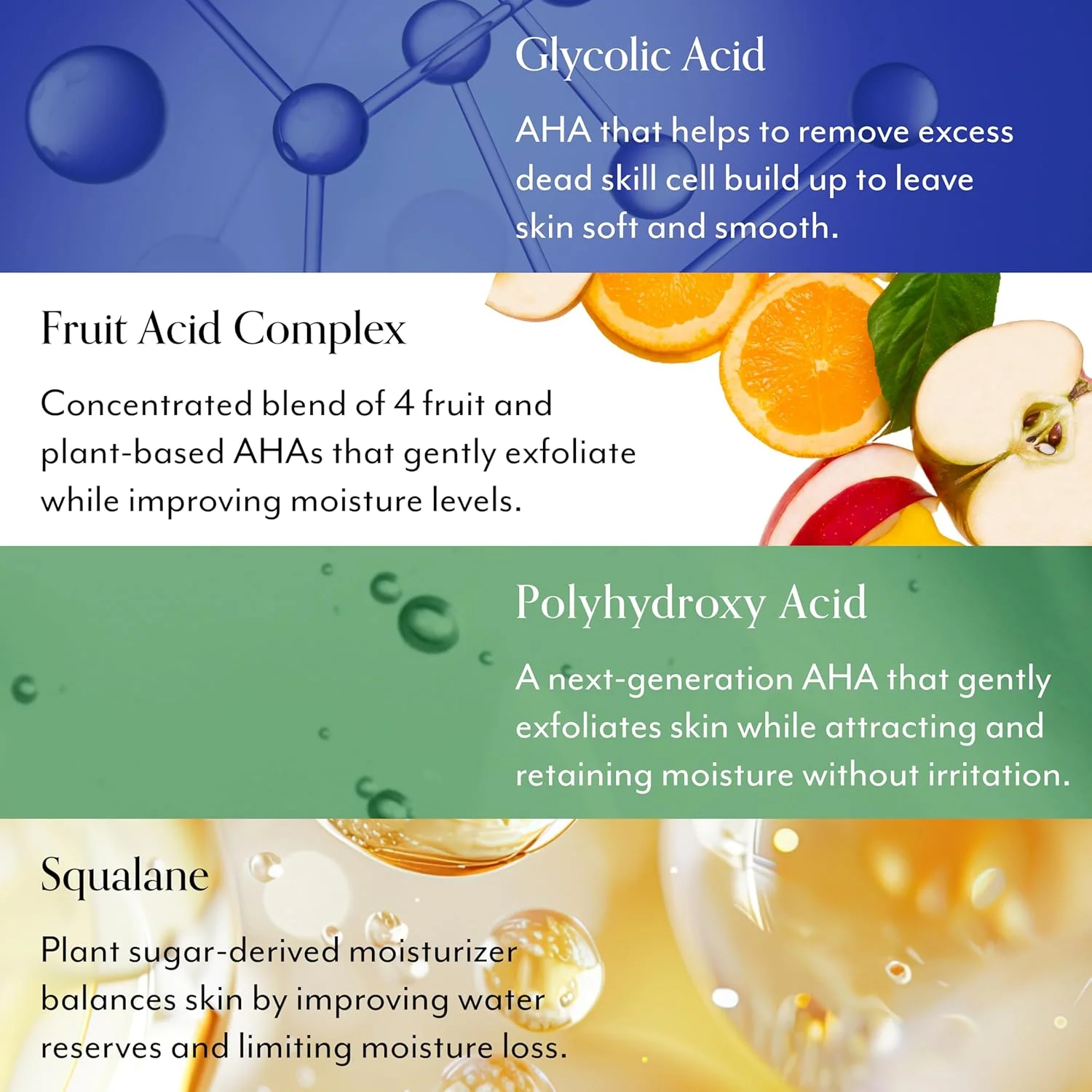 سرم شب بازسازی و صاف کننده پوست بلیس - AHA گلیکولیک + پلی هیدروکسی اسید - به آرامی سلول های مرده پوست را از بین می برد - پوست کدر و خشک را متحول می کند - برای آبرسانی و درخشش پوست - وگان و بدون تست حیوانی - 30 میلی لیتر