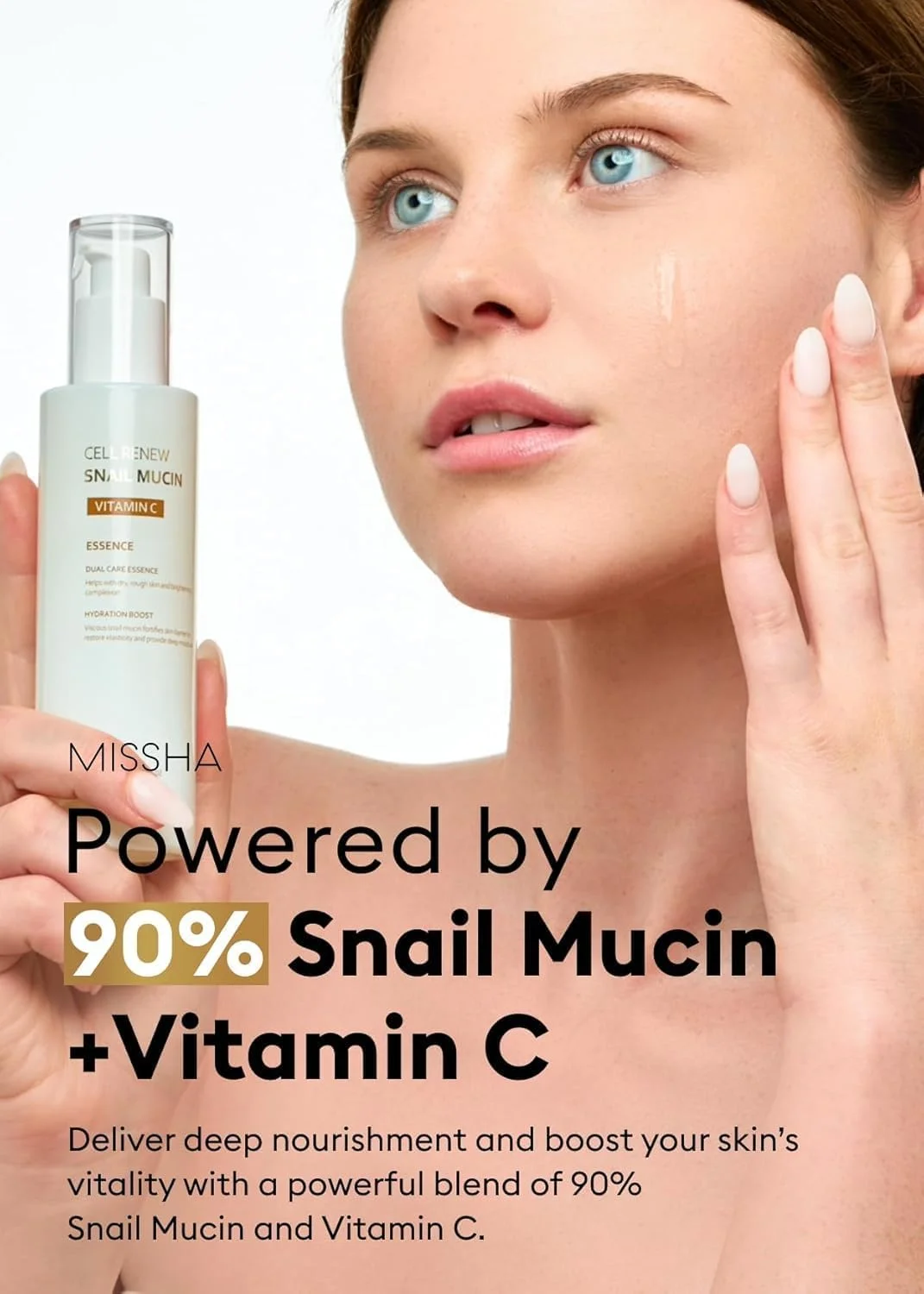 سرم اسنس ویتامین C و موسین حلزون میشا Cell Renew، حجم ۱۰۰ میلی لیتر - آبرسان پوست، مناسب برای بهبود بافت و رنگ پوست