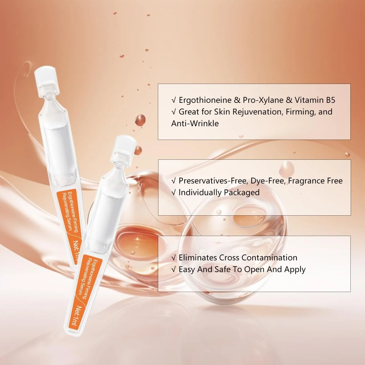 آمپول سرم سفت کننده حاوی ترکیبات آبرسان و ترمیم کننده با عصاره آرمیلاریا ماتسوتاکه، عصاره سنتلا آسیاتیکا و ویتامین B5 مناسب انواع پوست، 30 عدد در جعبه