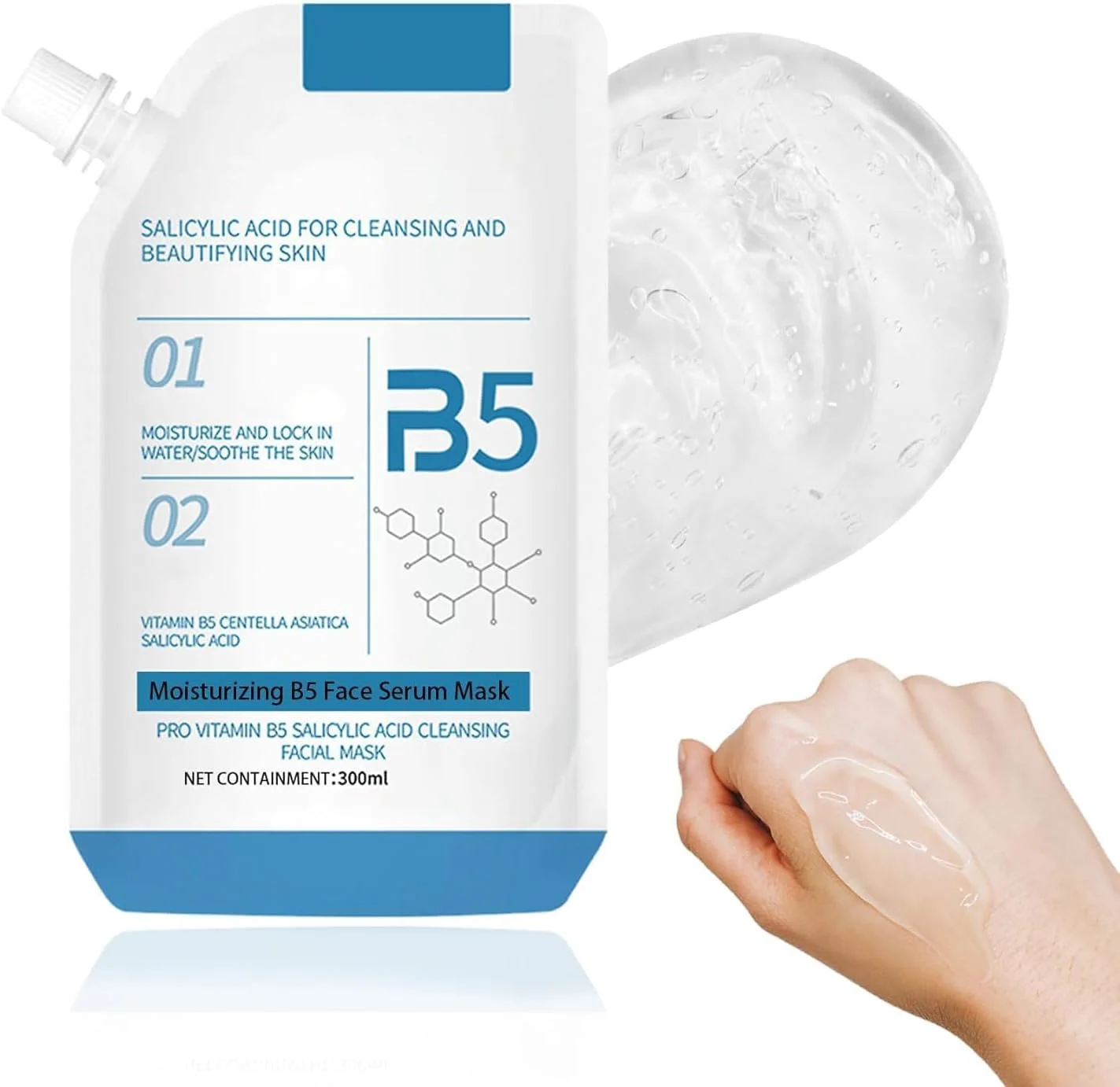 ماسک سرم صورت، سرم مراقبت از پوست آبرسان B5 با اسید سالیسیلیک، ماسک صورت کره‌ای برای کنترل چربی، آبرسانی عمیق و مرطوب‌کننده، کنترل چربی سبک