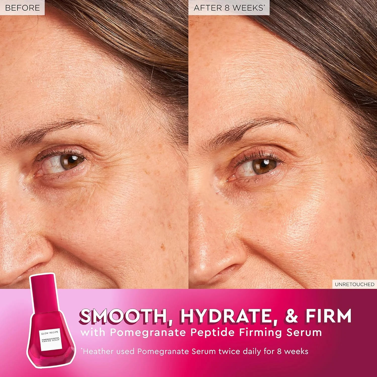 سرم سفت کننده انار و پپتید Glow Recipe - ضد پیری، سفت کننده و صاف کننده پوست با پپتیدهای مس، اسید هیالورونیک + انار - سرم لیفتینگ و آبرسان صورت برای چروک (30 میلی لیتر)