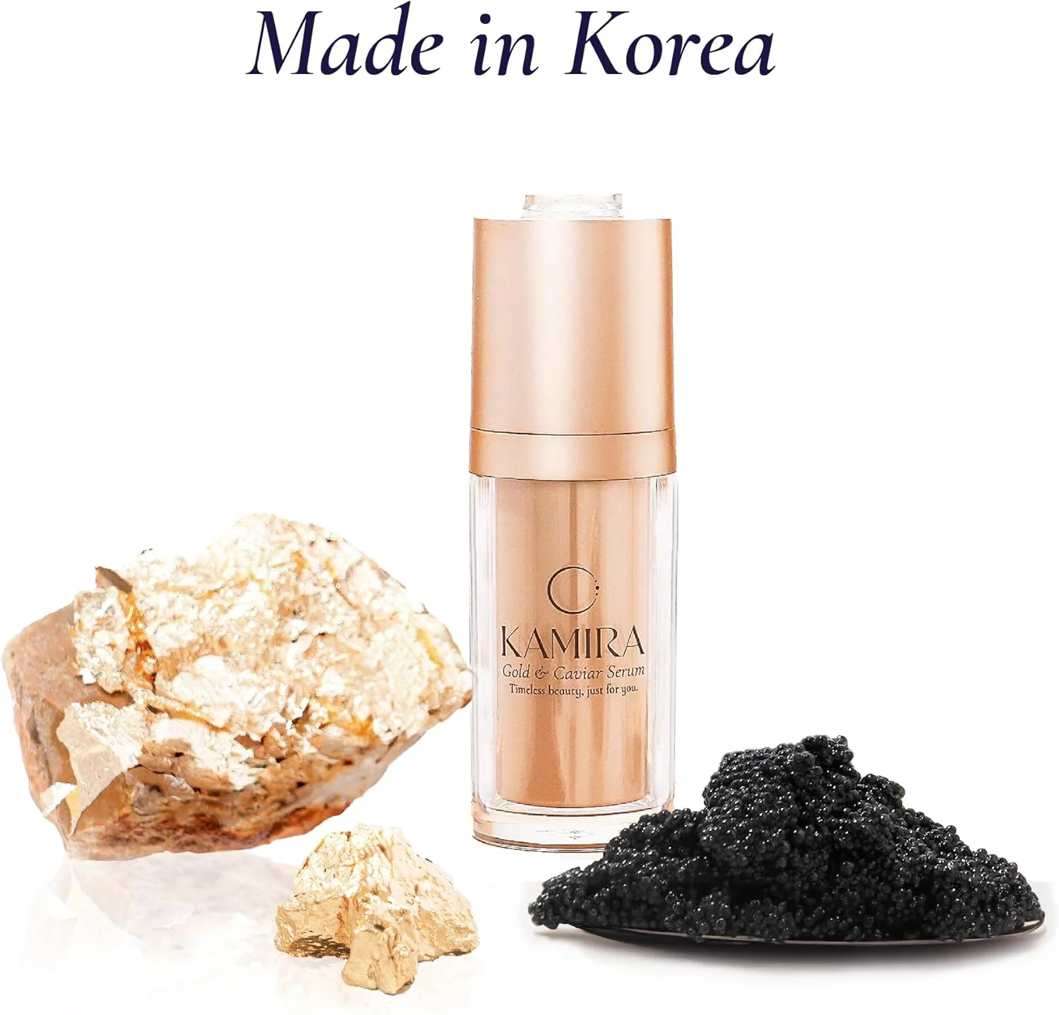 سرم ضد پیری طلا 24 عیار و خاویار کاميرا، حاوی اسید هیالورونیک و ویتامین C، فاقد چربی، کاهش دهنده چین و چروک و خطوط ریز، کوچک کننده منافذ، آبرسان و سفت کننده برای انواع پوست، 30 میلی لیتر