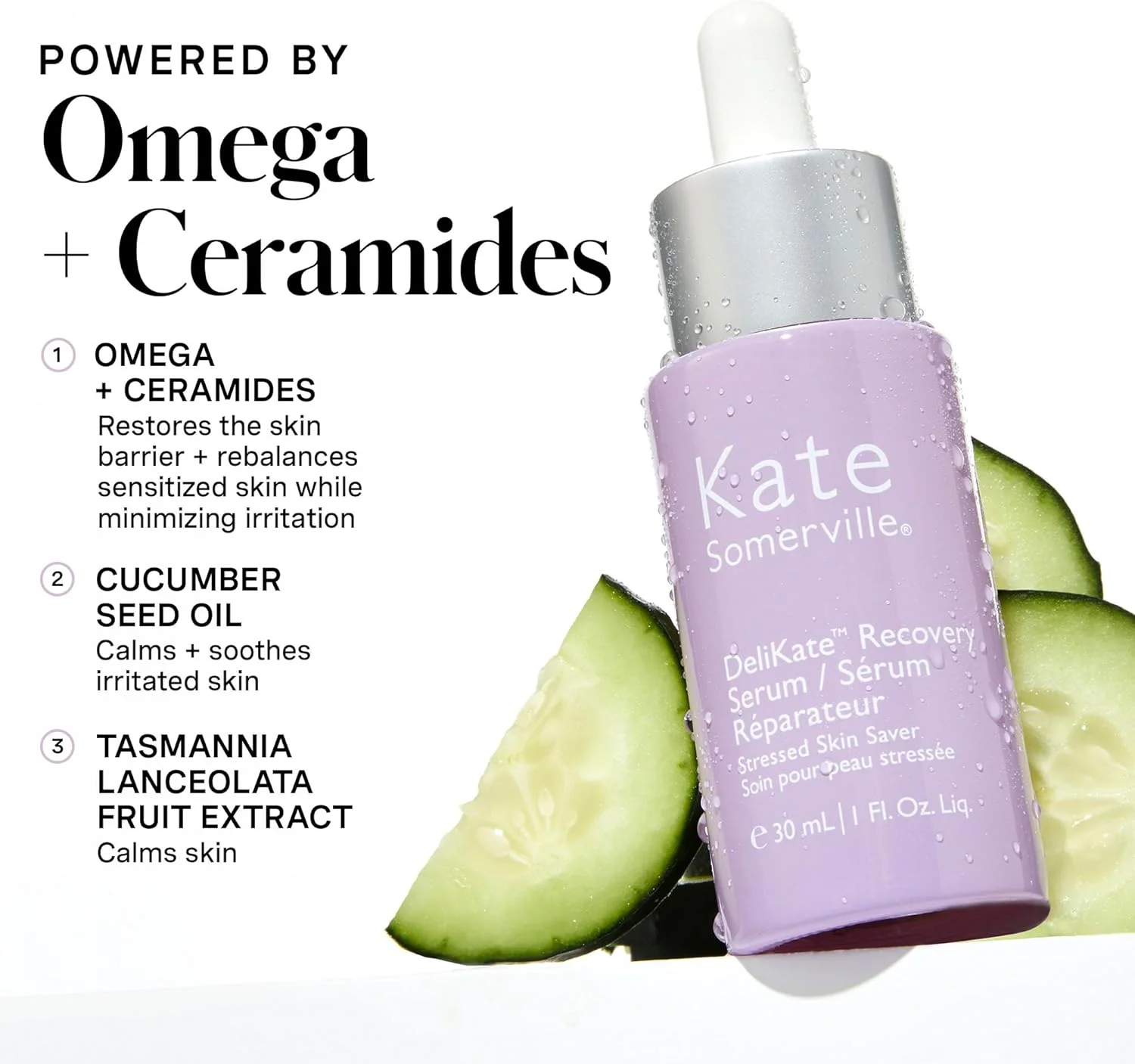 سرم ترمیم کننده کیت سامرویل DeliKate - درمان آبرسان با فرمولاسیون بالینی - تسکین دهنده سوزش و قرمزی برای پوست های تحت استرس یا حساس، 30 میلی لیتر