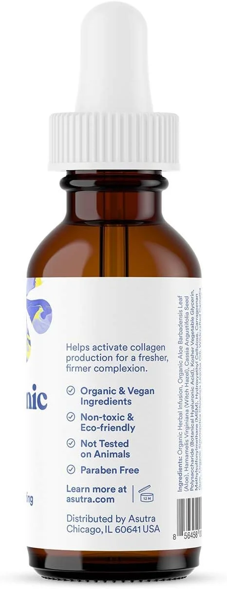 سرم اسید هیالورونیک آسوترا، 30 میلی لیتر | ویتامین E و C، آلوئه، چای سبز، گل شمعدانی و روغن جوجوبا | سرم صورت ضد پیری و پرکننده، مراقبت از پوست صورت آبرسان