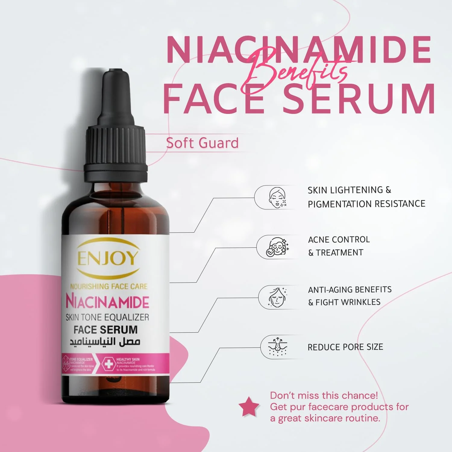 سرم صورت نیاسینامید 50 میلی لیتر – سرم روشن کننده و آبرسان برای یکدست کردن رنگ پوست، کاهش منافذ، کنترل چربی و درخشش پوست – ضد جوش و اصلاح کننده لک های تیره