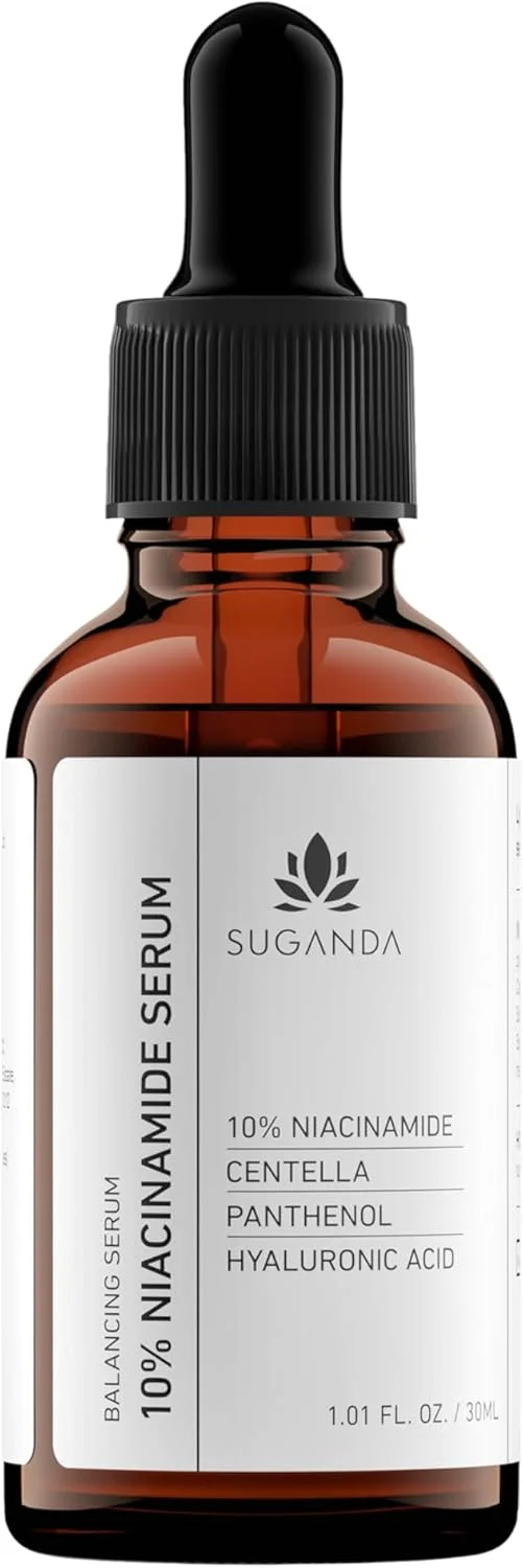 سرم صورت نیاسینامید 10% سوگاندا برای پوست درخشان، روشن و آبرسان، کاهش دهنده لک ها، جای لک و عیوب، متعادل کننده چربی (30 میلی لیتر)