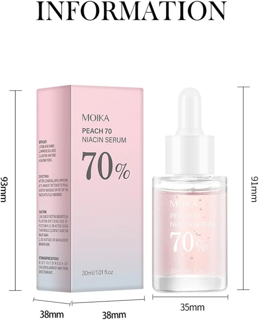 سرم نیاسینامید هلو 70، اسانس آبرسان سبک برای ظاهر منافذ و بافت پوست، سرم صورت 30 میلی لیتری برای مراقبت روزانه