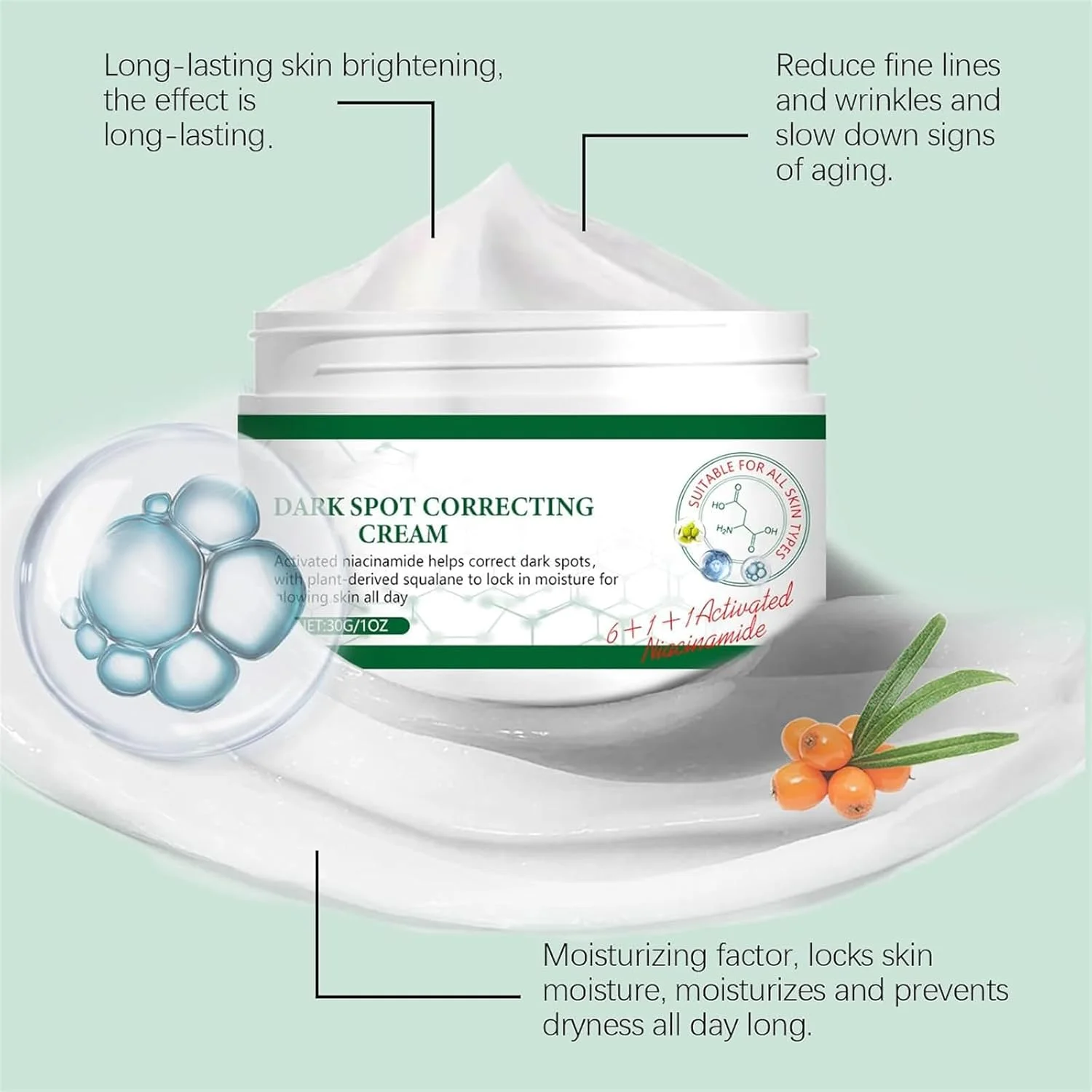 کرم روشن کننده و اصلاح کننده لکه‌های تیره، سرم نیاسینامید برای صورت، آبرسان و درخشان کننده، سرم برای مراقبت از پوست، کاهش خطوط ریز و لک‌ها (1 عدد)