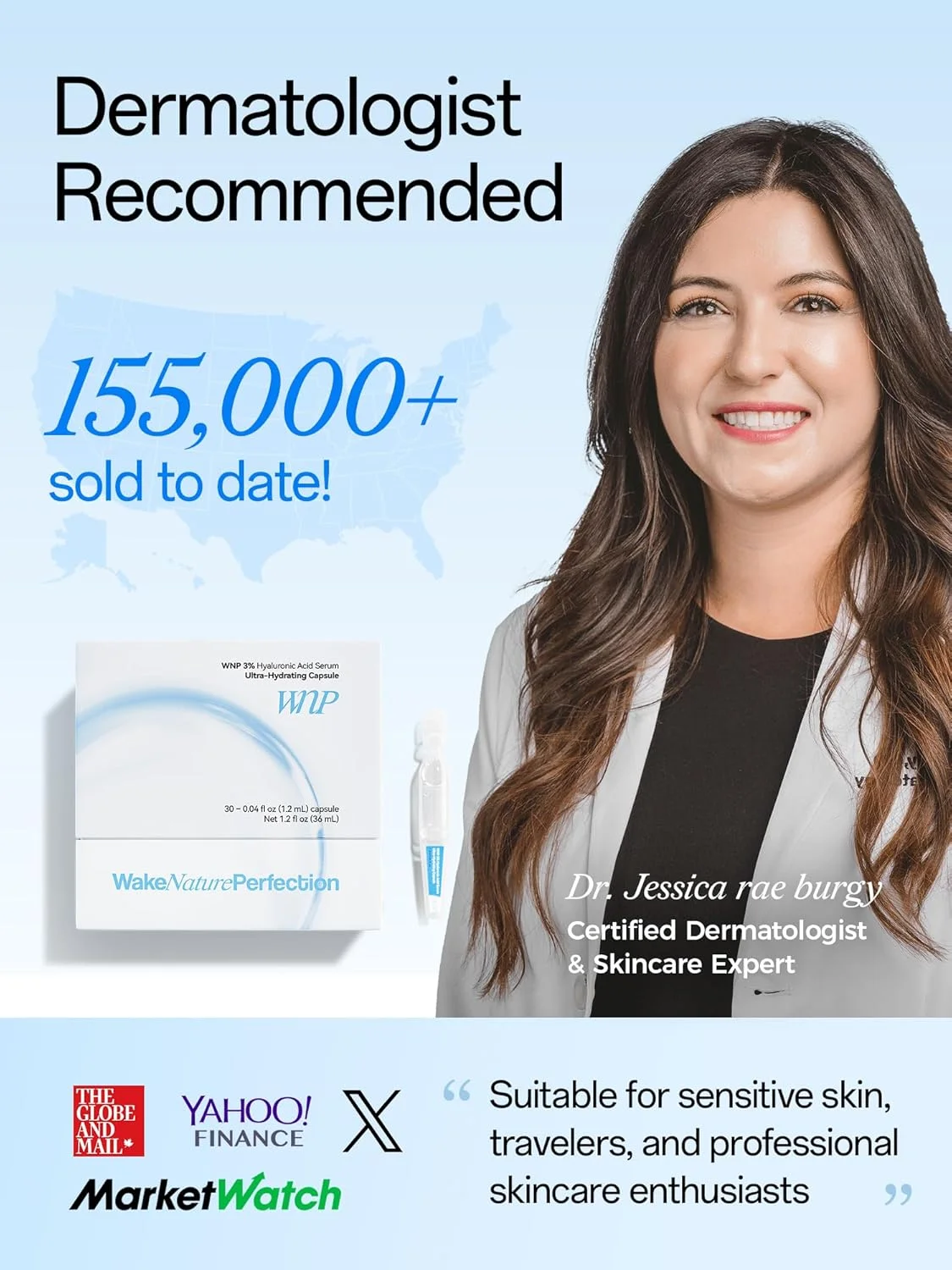 سرم هیالورونیک اسید 3% WNP، سرم فوق آبرسان، پوست صاف تر | مراقبت از پوست قبل از آرایش | سرم ضد پیری صورت، ویال های تک دوز مراقبت از پوست برای پوست خشک و حساس (1.2 میلی لیتر) * 30