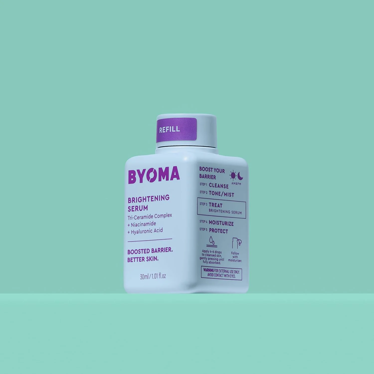 محلول روشن کننده بایوما - سرم ترمیم کننده سد دفاعی پوست - سرم روشن کننده و آبرسان صورت با اسید هیالورونیک، نیاسینامید و سرامیدها - محلول اسید هیالورونیک برای صورت - حجم 30 میلی لیتر