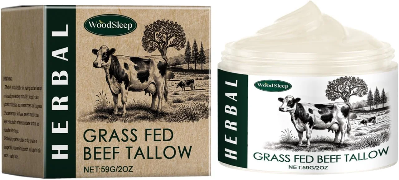 بالم روغن حیوانی و عسل – کرم مرطوب کننده ارگانیک 59 گرمی حاوی روغن حیوانی تغذیه شده با علف برای صورت و بدن، مراقبت از پوست گیاهی عمیقا آبرسان برای تسکین پوست خشک و زبر و بهبود بافت پوست