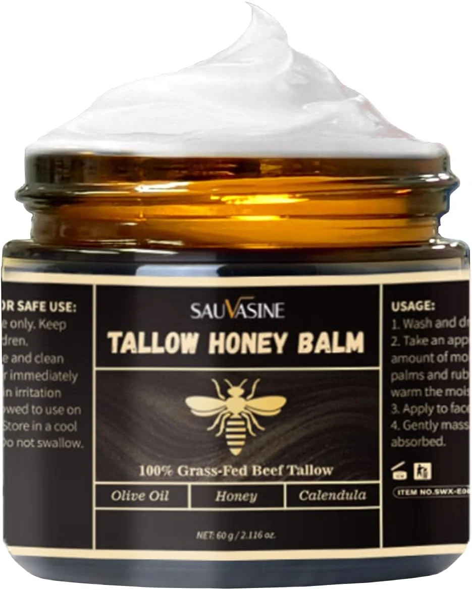کرم مرطوب کننده روغن حیوانی و عسل - بالم روغن حیوانی گاو تغذیه شده با علف برای صورت و بدن