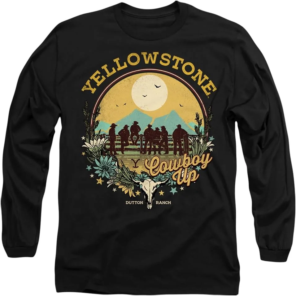 تی شرت آستین بلند بزرگسال طرح یلوستون کابوی آپ، مشکی