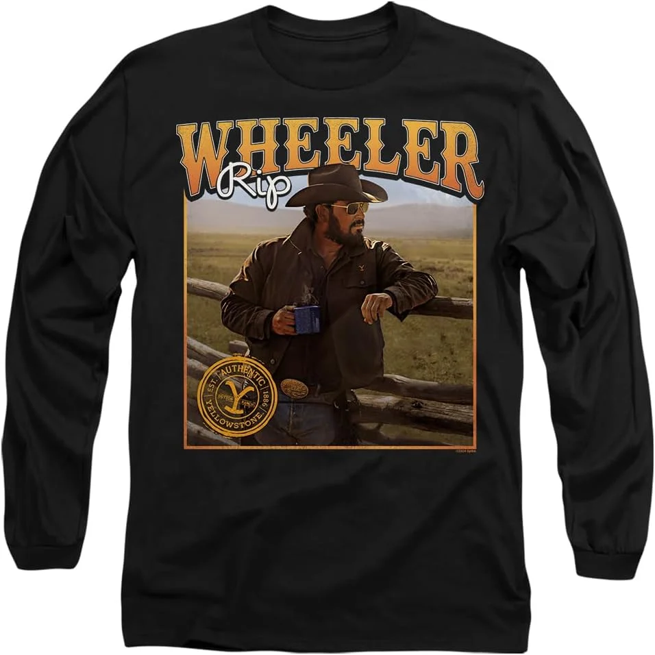 تی شرت آستین بلند بزرگسالانه طرح یلوستون و ریپ ویلر - مشکی - سایز مدیوم
