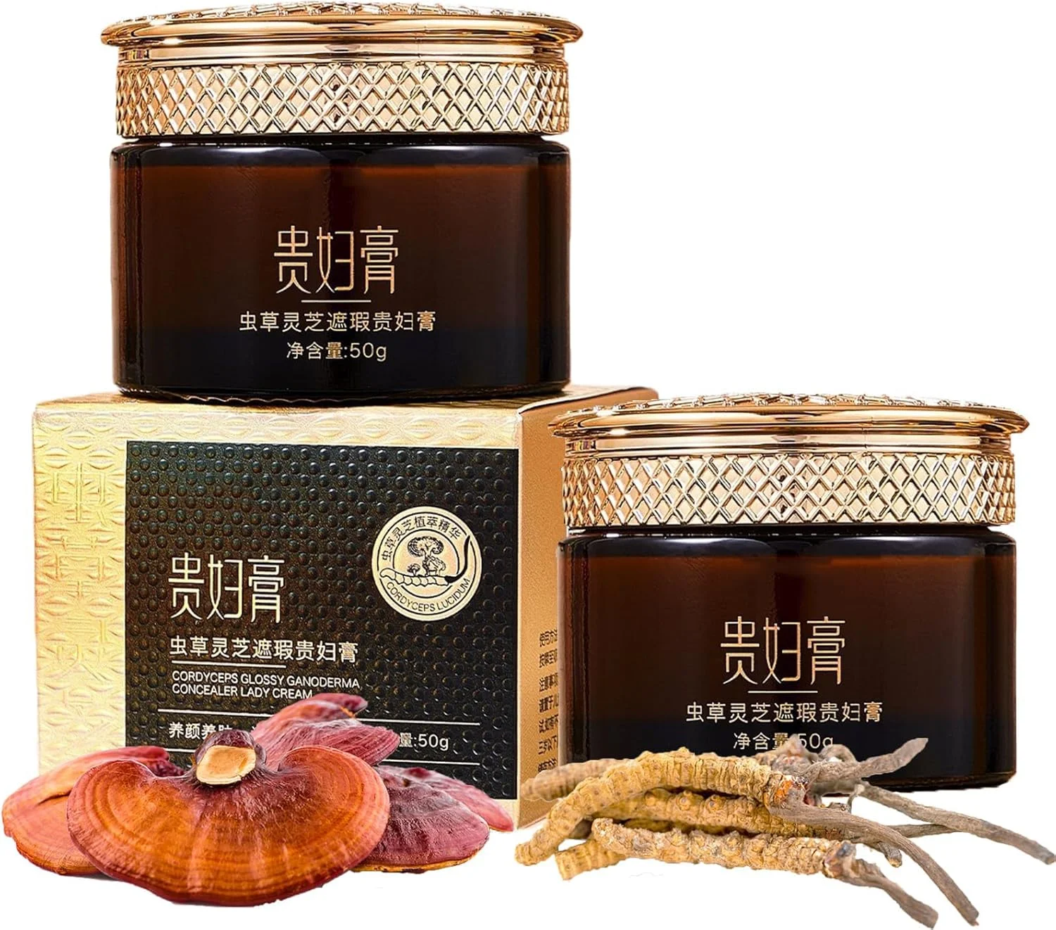 کرم روشن کننده پوست آزونی حاوی قارچ کوردیسپس و گانودرما، کرم لوکس آبرسان و احیا کننده عمقی پوست صورت، مراقبت طبیعی روشن کننده و ضد پیری برای پوستی درخشان و جوان (50 گرم)