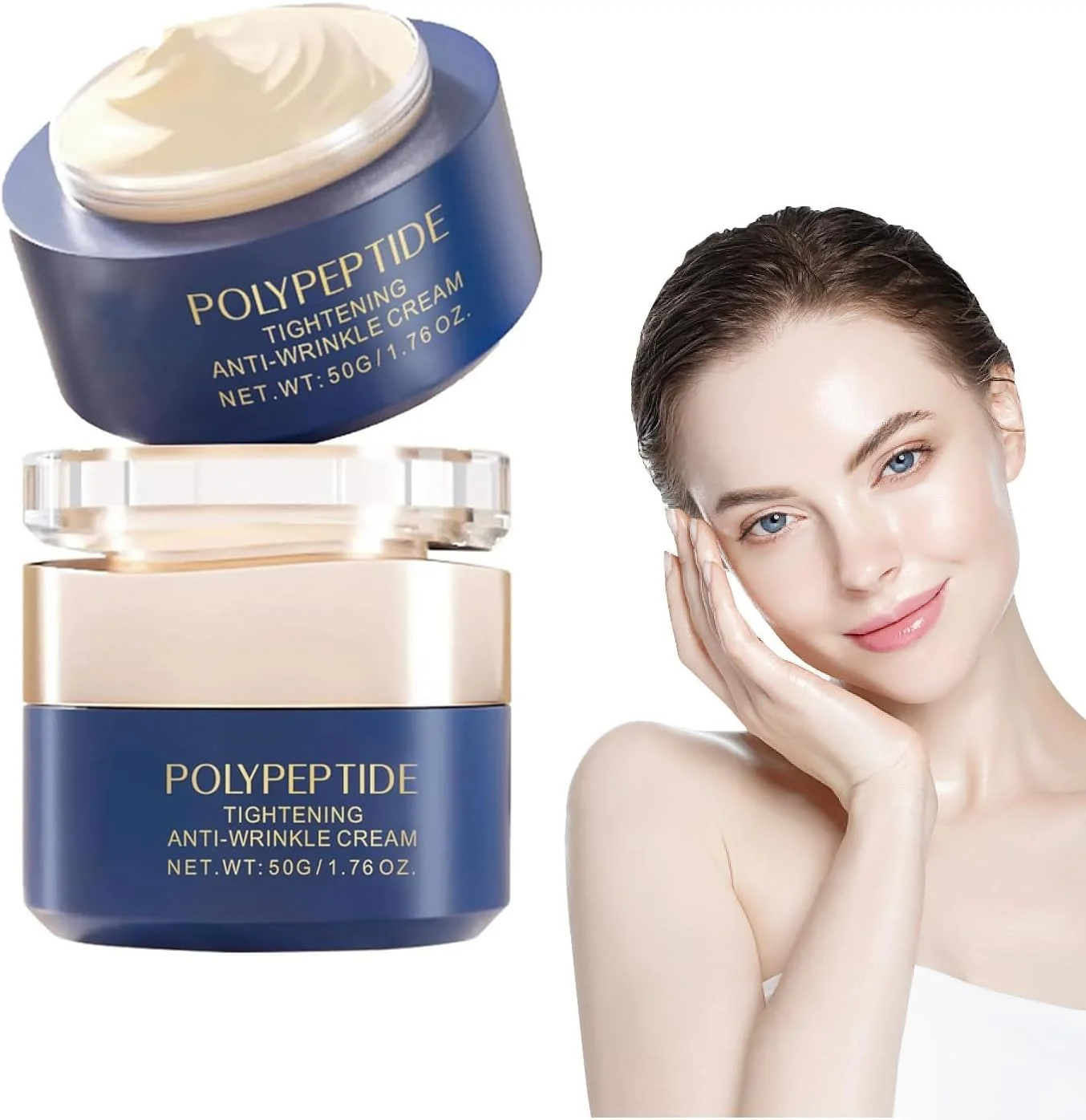 کرم رفع چروک، کرم سفت کننده و ضد چروک پلی پپتیدی، کرم صورت ضد چروک، مرطوب کننده صورت برای زنان، سفت کننده و مرطوب کننده، مناسب برای انواع پوست (وزن: 50 گرم / 1.76 اونس)