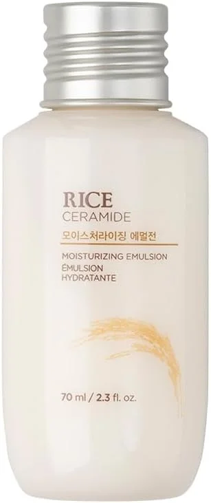 امولسیون مرطوب کننده برنج و سرامید The Face Shop | کرم ترمیم کننده سد دفاعی پوست | حفظ رطوبت تا 12 ساعت، برای پوستی نرم و درخشان | مراقبت از پوست کره ای برای انواع پوست (70 میلی لیتر)