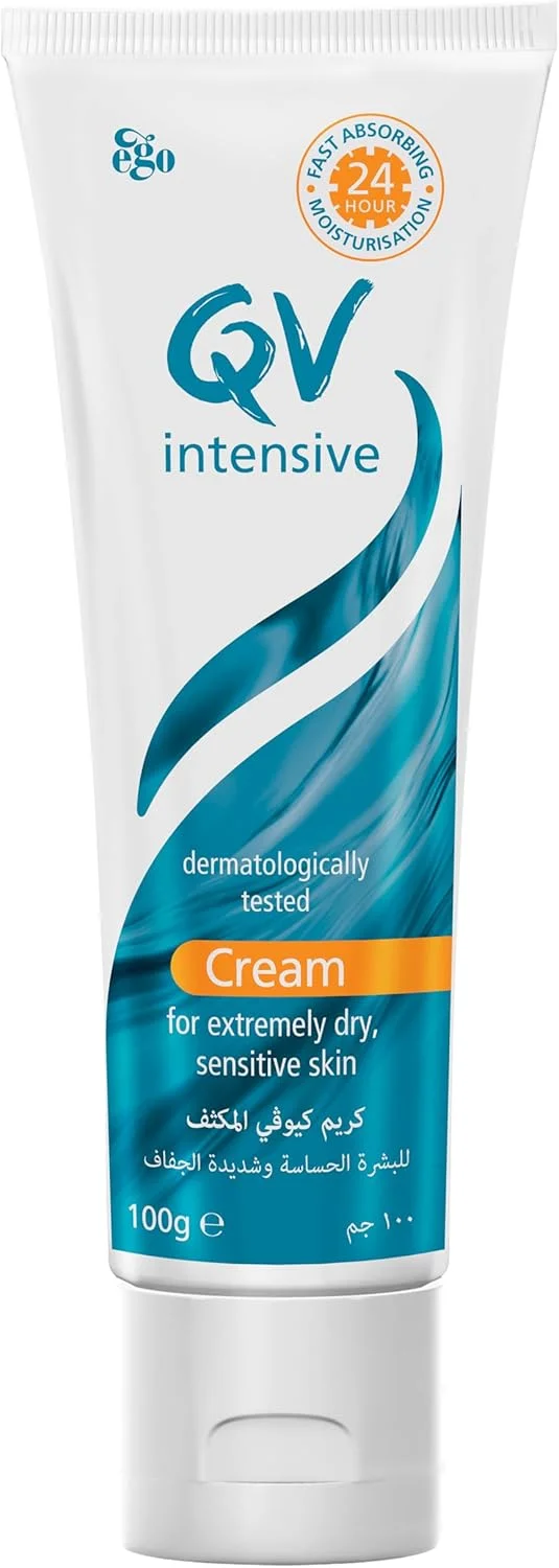 کرم مرطوب کننده قوی QV، 100 گرم - آبرسانی غنی برای پوست های بسیار خشک و حساس، بدون عطر، توصیه شده توسط متخصص پوست