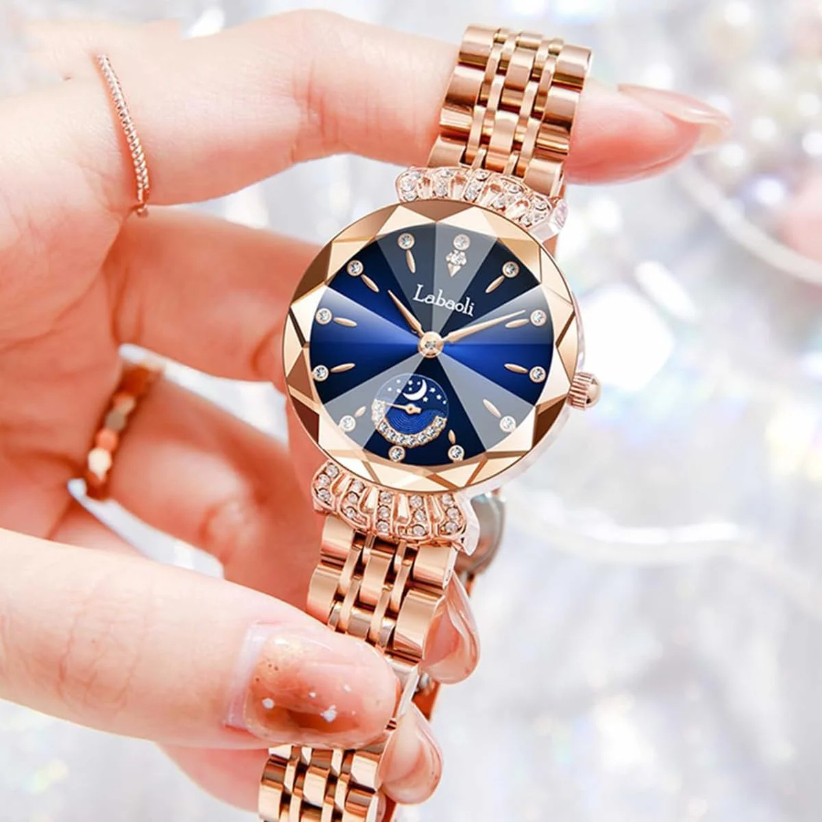 ساعت مچی زنانه لوکس و شیک، ضد آب، استیل ضد زنگ، صفحه الماس، مناسب برای سالگرد، تولد، کریسمس، هدیه روز ولنتاین