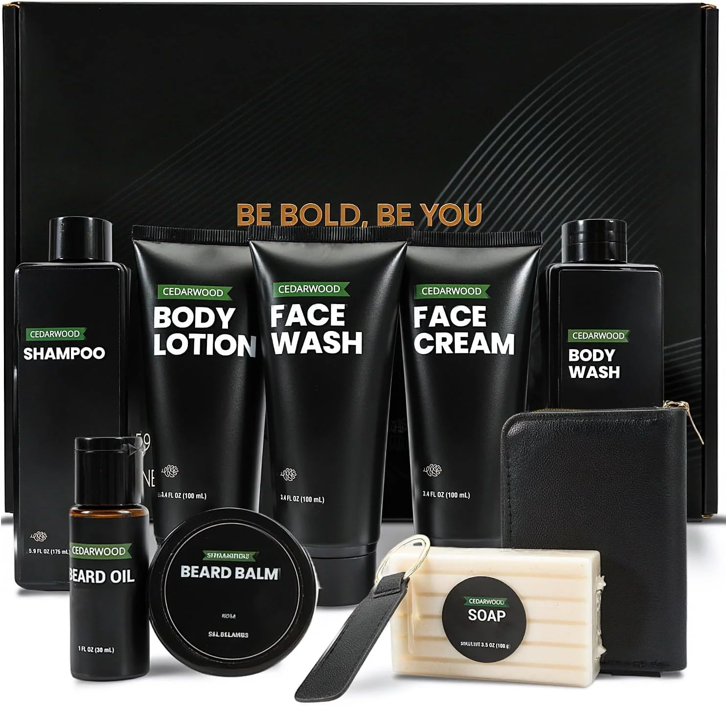 ست هدیه مردانه، ست 10 تکه مراقبت از ریش با رایحه چوب سدر به همراه ست هدیه شستشوی بدن، لوسیون بدن، روغن ریش، بالم و جا کارتی، هدیه کریسمس برای مردان، تعطیلات، تولد، روز ولنتاین