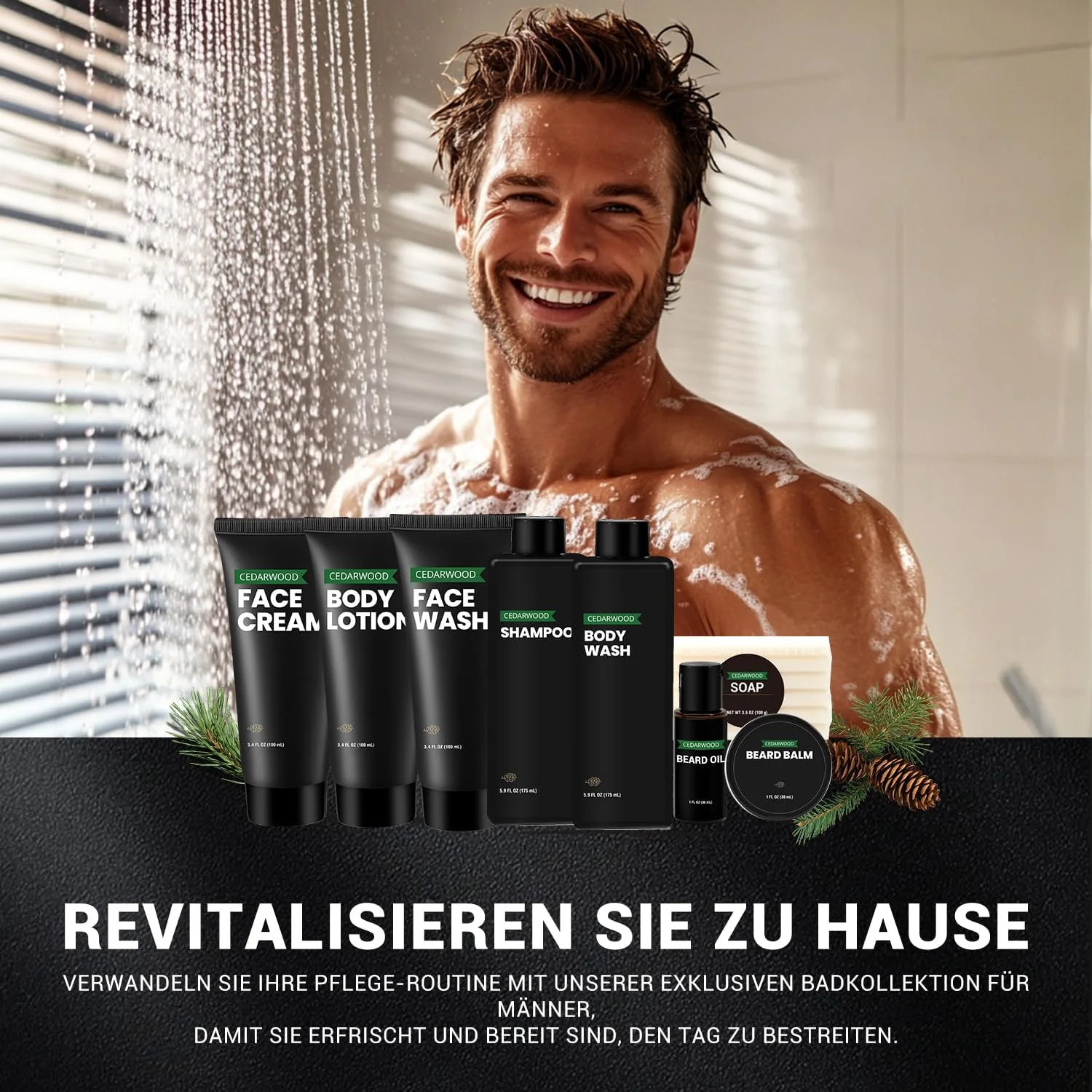 ست هدیه مردانه، ست 10 تکه مراقبت از ریش با رایحه چوب سدر به همراه ست هدیه شستشوی بدن، لوسیون بدن، روغن ریش، بالم و جا کارتی، هدیه کریسمس برای مردان، تعطیلات، تولد، روز ولنتاین