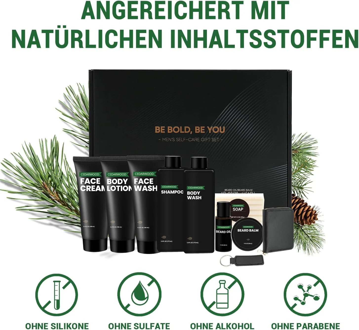 ست هدیه مردانه، ست 10 تکه مراقبت از ریش با رایحه چوب سدر به همراه ست هدیه شستشوی بدن، لوسیون بدن، روغن ریش، بالم و جا کارتی، هدیه کریسمس برای مردان، تعطیلات، تولد، روز ولنتاین