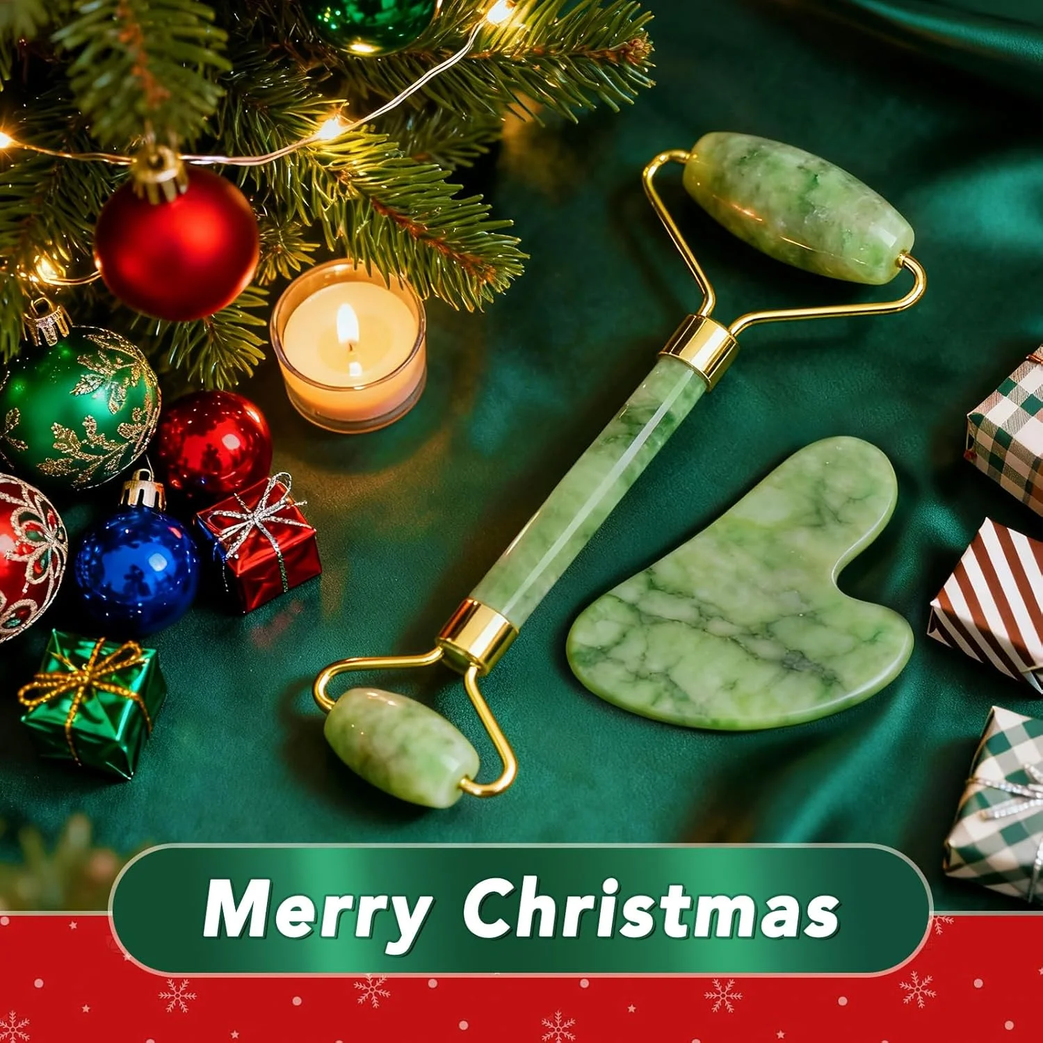 غلتک یشم اصل و سنگ گوا شا huefull برای صورت، اثر خنک کننده و سفت کننده، ابزار فرم دهی برای خط فک و مراقبت از پوست، هدیه خود مراقبتی برای زنان و مردان