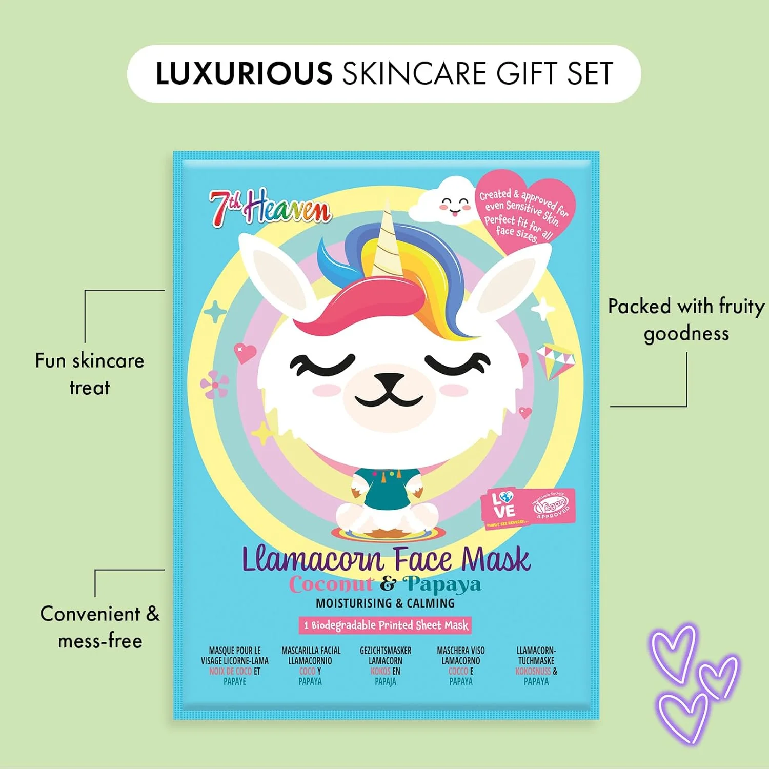 مجموعه هدیه ماسک صورت سونث هیون گو وایلد - 5 ماسک ورقه ای مراقبت از پوست با تم حیوانات سرگرم کننده - اسب تک شاخ، لاما تک شاخ، پاندا، ببر و بچه گربه