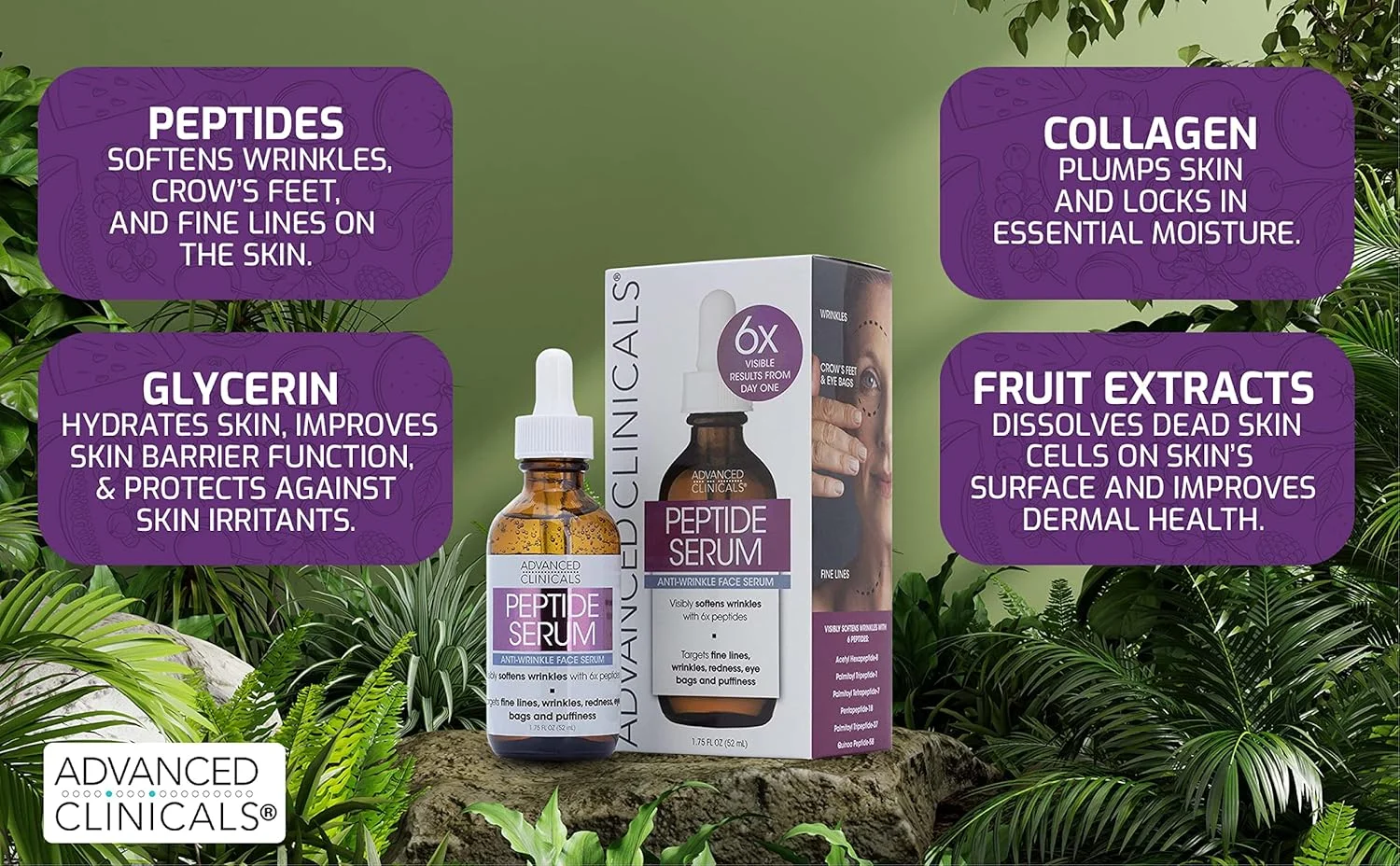 مجموعه سرم صورت اسید هیالورونیک و سرم صورت پپتیدی ادونسد کلینیکالز به همراه مجموعه مراقبت از پوست کلاژن. سرم های آبرسان برای چروک، پوست خشک و خطوط ریز، 52 میلی لیتر (مجموعه 2 عددی)