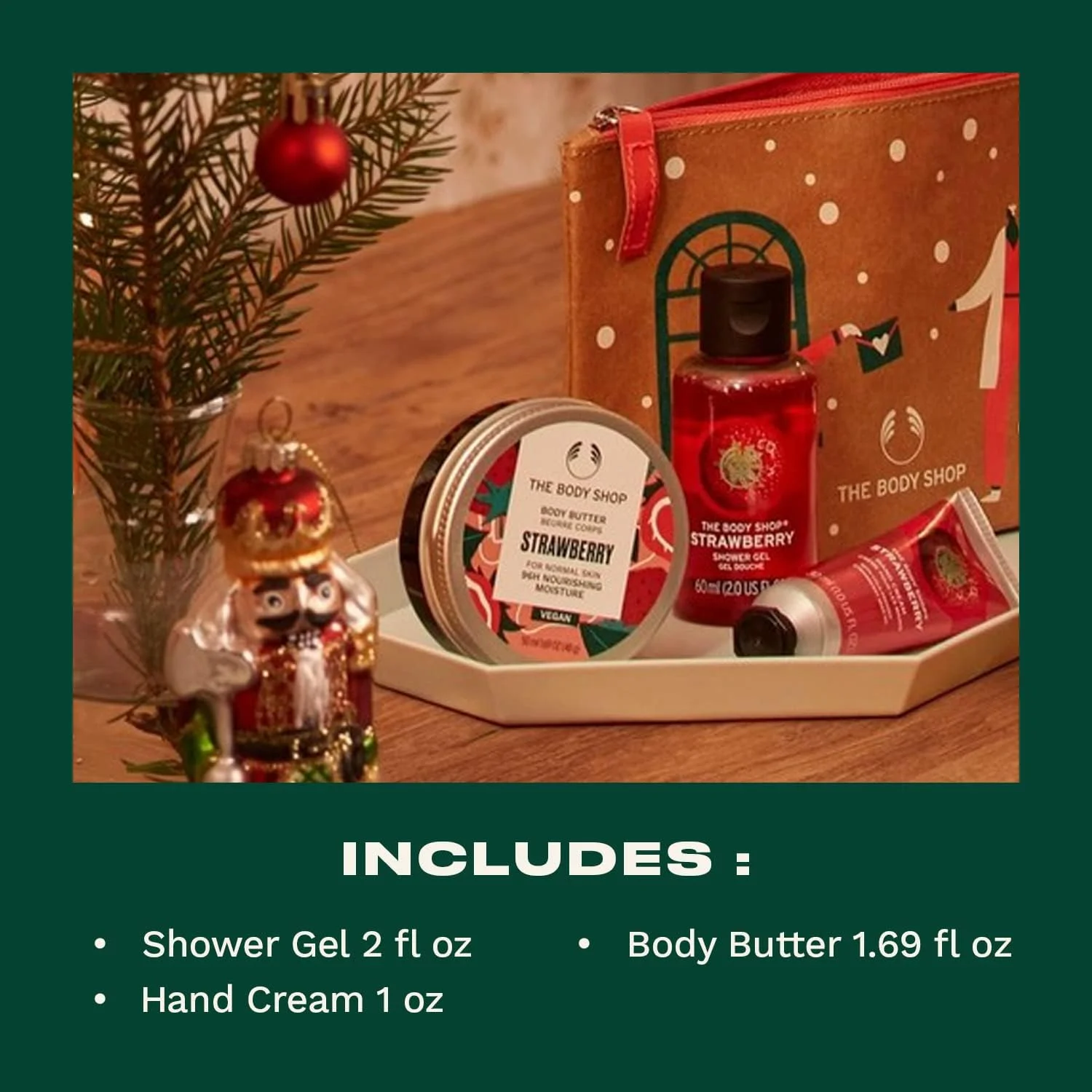 مجموعه هدیه کوچک توت فرنگی شاداب و آبدار بادی شاپ، مجموعه ای میوه ای و با طراوت برای مراقبت از پوست، 3 عدد