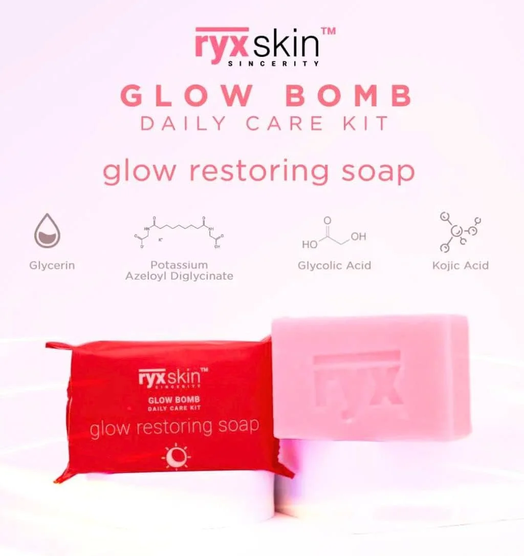 مجموعه مراقبت روزانه Glow Bomb - صابون ترمیم کننده، تونر ترمیم کننده، کرم صبح و شب ترمیم کننده، 1.0 عدد