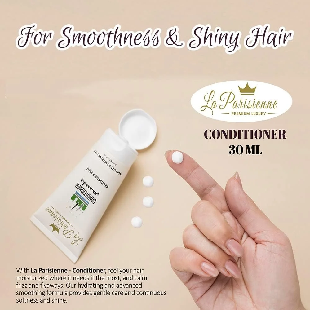 جعبه طلایی لوکس مسافرتی پریمیوم La Parisienne، بسته 5 عددی 30 میلی لیتری (شامپو، نرم کننده، ژل دوش، لوسیون بدن و ضدعفونی کننده دست) مناسب انواع پوست | هدیه ای مناسب برای همه مناسبت ها.