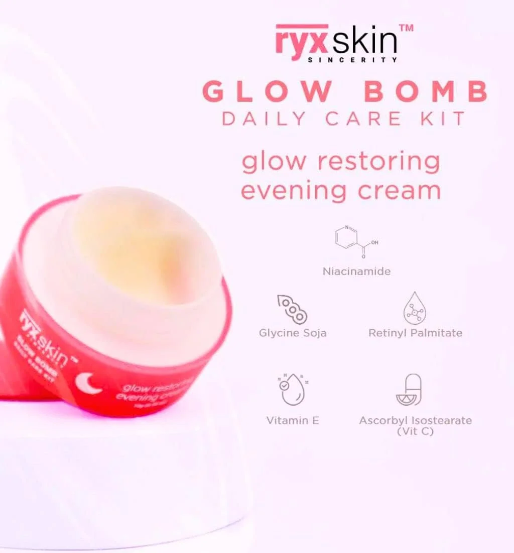 مجموعه مراقبت روزانه Glow Bomb - صابون ترمیم کننده، تونر ترمیم کننده، کرم صبح و شب ترمیم کننده، 1.0 عدد