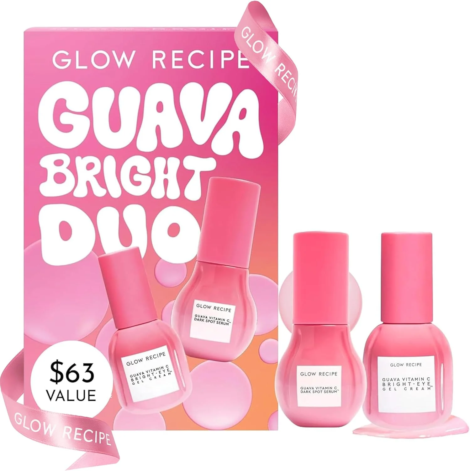 مجموعه هدیه روشن کننده پوست گوآوا Glow Recipe - کرم دور چشم ویتامین C + سرم صورت ویتامین C آبرسان و ضد لک با نیاسینامید و پپتیدها، سایز مسافرتی (2 عدد)