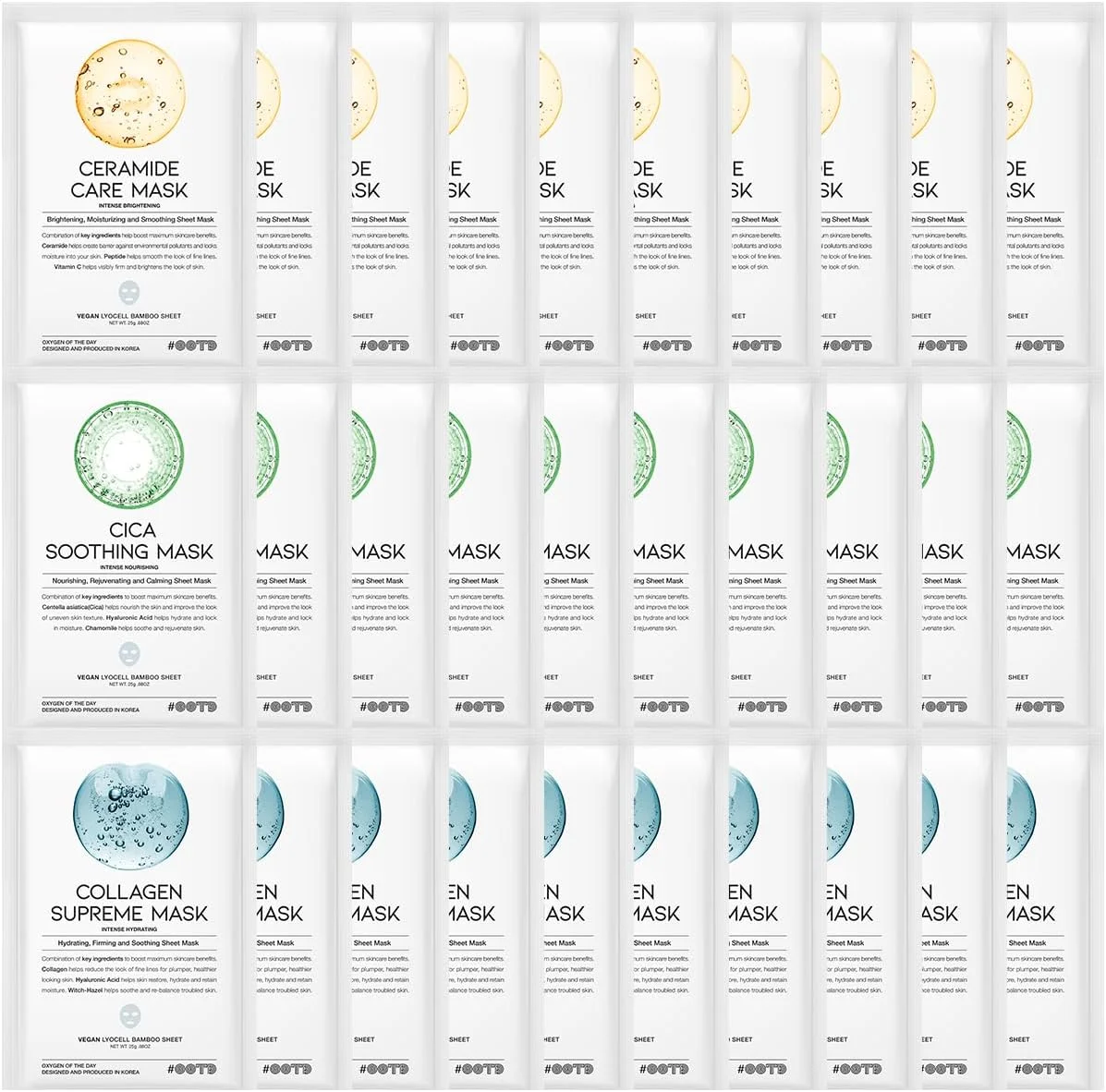 مجموعه هدیه ماسک های ورقه ای آبرسان و تسکین دهنده برای مراقبت از پوست، ماسک ورقه ای وگان کره ای برای پوست های خشک و حساس، آرامش بخش، صاف کننده، روشن کننده، کلاژن، سرامید، سیکا، اسید هیالورونیک 30 عددی مجموعه هدیه ماسک های ورقه ای آبرسان و تسکین دهنده برای مراقبت از پوست، ماسک ورقه ای وگان کره ای برای پوست های خشک و حساس، آرامش بخش، صاف کننده، روشن کننده، کلاژن، سرامید، سیکا، اسید هیالورونیک 30 عددی