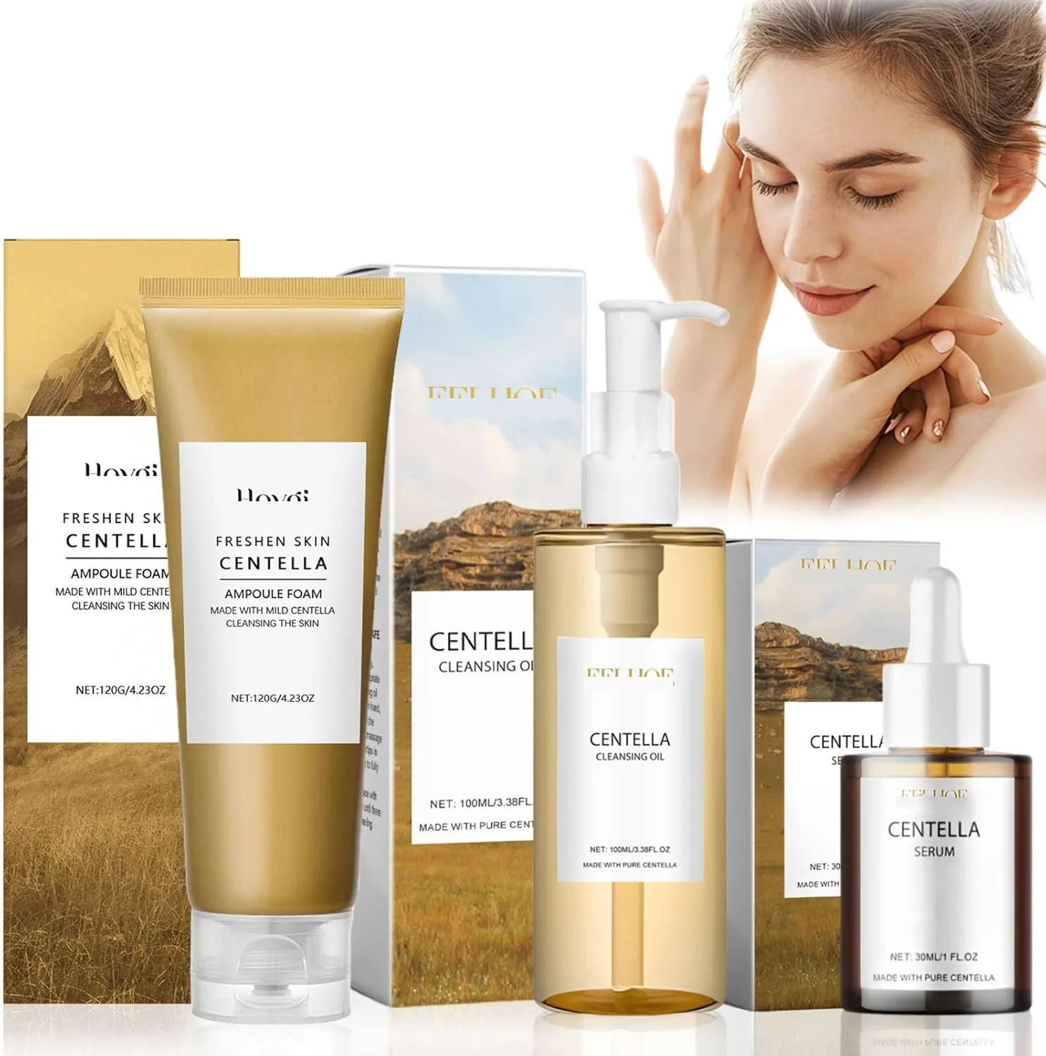 روغن پاک کننده سنتلا + فوم پاک کننده صورت سنتلا + سرم سنتلا، عصاره سنتلا آسیاتیکا، روغن پاک کننده کنترل کننده منافذ، پاک کننده سنتلا، مناسب برای انواع پوست، بسته 3 عددی روغن پاک کننده سنتلا + فوم پاک کننده صورت سنتلا + سرم سنتلا، عصاره سنتلا آسیاتیکا، روغن پاک کننده کنترل کننده منافذ، پاک کننده سنتلا، مناسب برای انواع پوست، بسته 3 عددی