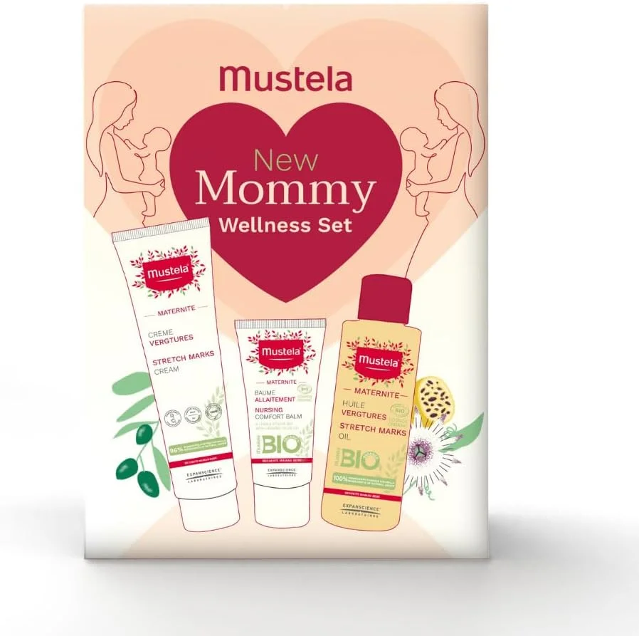 مجموعه مراقبت از مادر جدید موستلا شامل بالم تسکین دهنده ارگانیک سینه 30 میلی لیتر، کرم رفع ترک های پوستی 150 میلی لیتر، روغن رفع ترک های پوستی 105 میلی لیتر