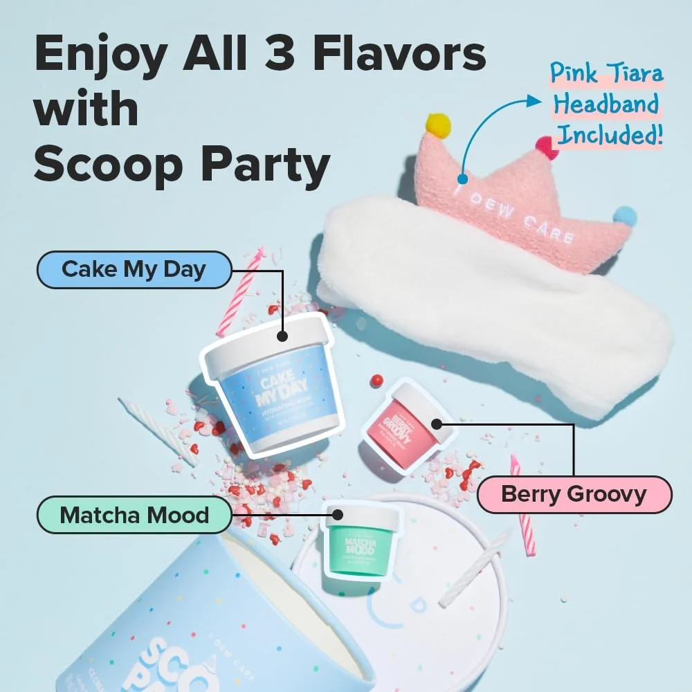 مجموعه ماسک صورت شستشوی آی دِو کِر - Sundae Scoop | لوازم ضروری مراقبت از پوست حاوی هیالورونیک اسید، مرطوب کننده، آبرسان، تسکین دهنده، لایه بردار، پاک کننده عمیق منافذ، مناسب پوست خشک و حساس