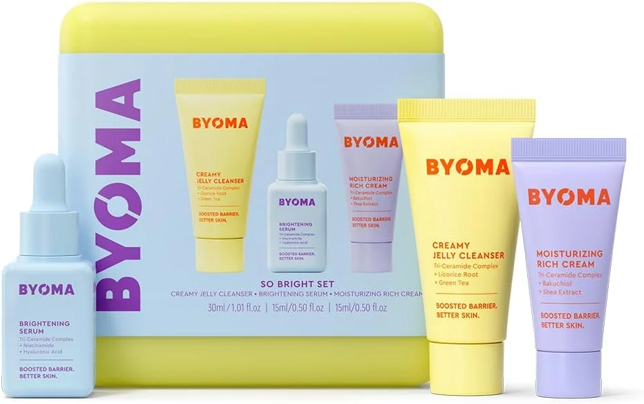 مجموعه روشن کننده پوست بایوآ - مجموعه مراقبت از پوست برای پوست روشن تر - پاک کننده ژلی کرمی، سرم روشن کننده صورت و مرطوب کننده صورت سرامید - مراقبت از پوست بدون الکل - 30 میلی لیتر، 15 میلی لیتر، 15 میلی لیتر