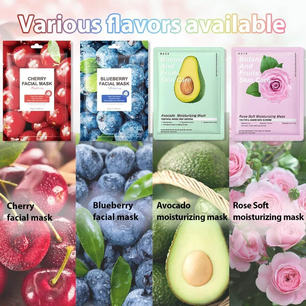 مجموعه 10 عددی ماسک میوه و گیاه، ماسک صورت مراقبت از پوست، مجموعه ماسک صورت کرهای، مرطوب کننده، روشن کننده و مغذی برای انواع پوست (مجموعه B) مجموعه 10 عددی ماسک میوه و گیاه، ماسک صورت مراقبت از پوست، مجموعه ماسک صورت کرهای، مرطوب کننده، روشن کننده و مغذی برای انواع پوست (مجموعه B)