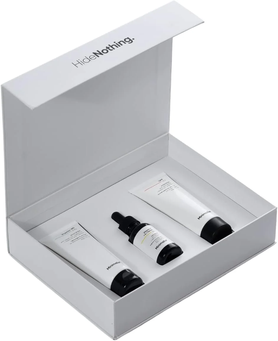 کیت مراقبت از پوست درخشان کننده و محافظت کننده مینیمالیست | ست هدیه عالی برای زنان و مردان | مناسب انواع پوست | ترکیب نسخه محدود | سبد هدیه یونیسکس برای همه مناسبت های جشن | هدیه تولد برای او و او