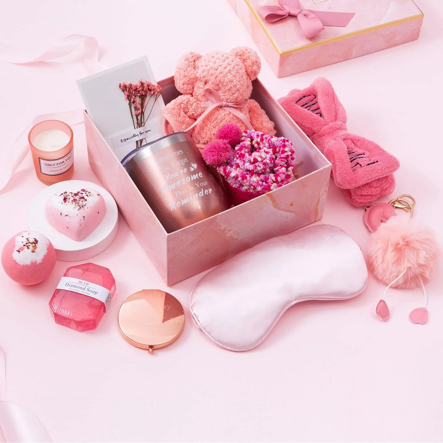 مجموعه هدیه اسپا برای زنان، مجموعه سبد هدیه اسپا ۱۴ تکه با جعبه هدیه، هدیه های اسپا مراقبت شخصی، ایده های هدیه تولد منحصر به فرد، مجموعه هدیه حمام آرامش بخش برای همسر و بهترین دوست