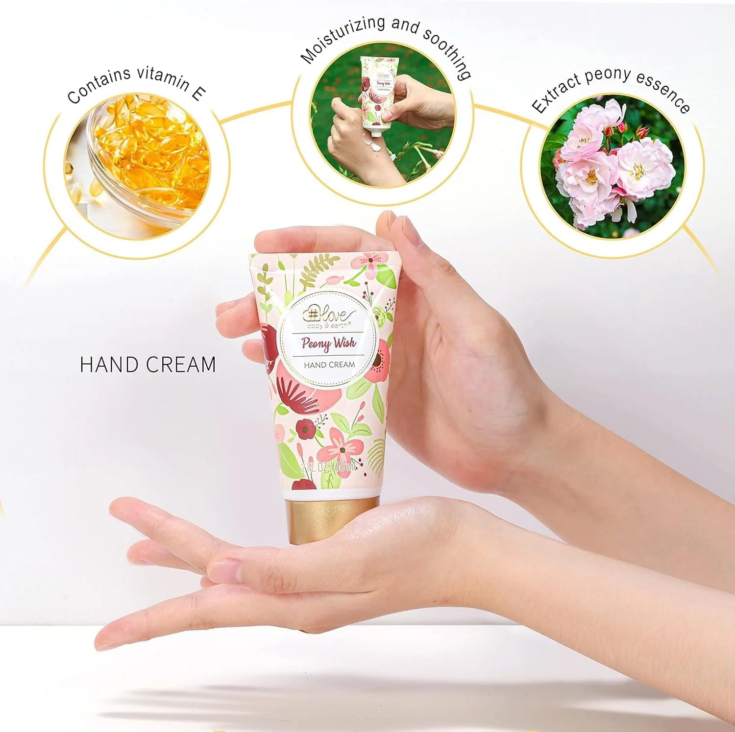 هدیه برای بانوان BODY & EARTH # LOVE هدیه تولد 4 تکه مراقبت از پوست - ست هدیه کرم دست با رایحه گل صد تومانی شامل کرم دست، صابون، شمع های معطر، هدیه برای او، مادر، خواهر، کریسمس، روز ولنتاین