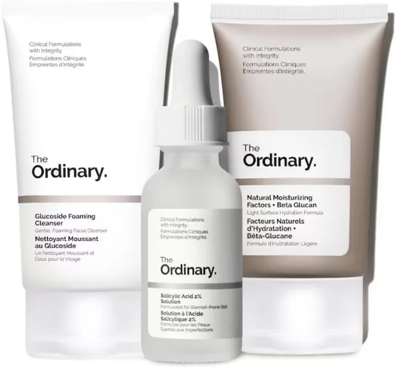 مجموعه شفاف کننده پوست The Ordinary - پاک کننده فوم گلوکوزید + محلول 2% سالیسیلیک اسید و عوامل مرطوب کننده طبیعی + بتا گلوکان