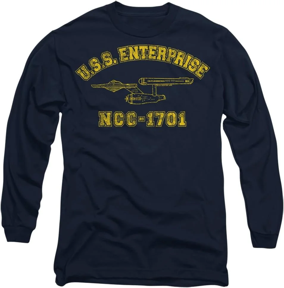 تی شرت آستین بلند مردانه طرح استار ترک، مدل Enterprise Athletic، سرمه ای، سایز مدیوم