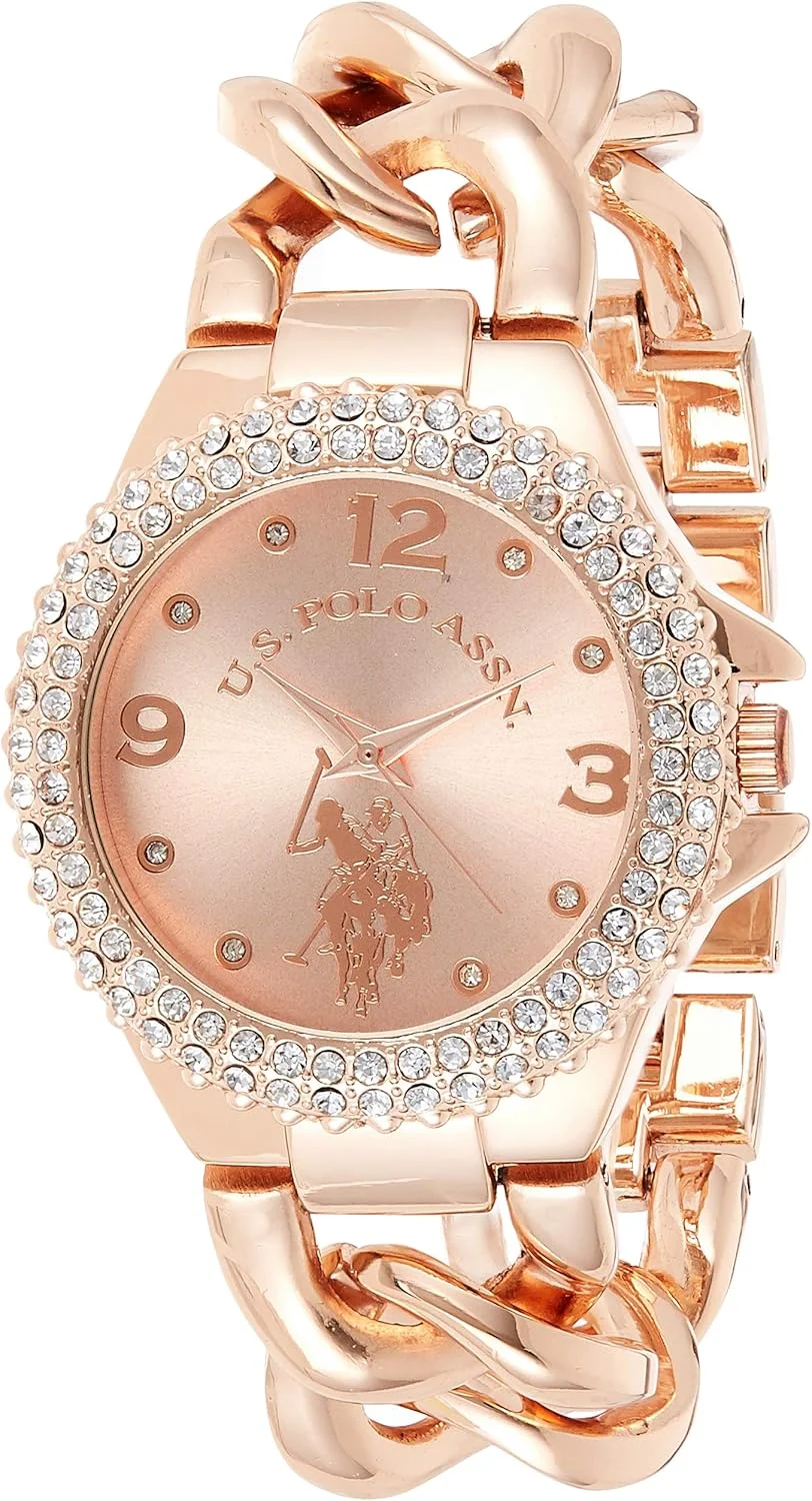 ساعت مچی زنانه با بند زنجیری رزگلد