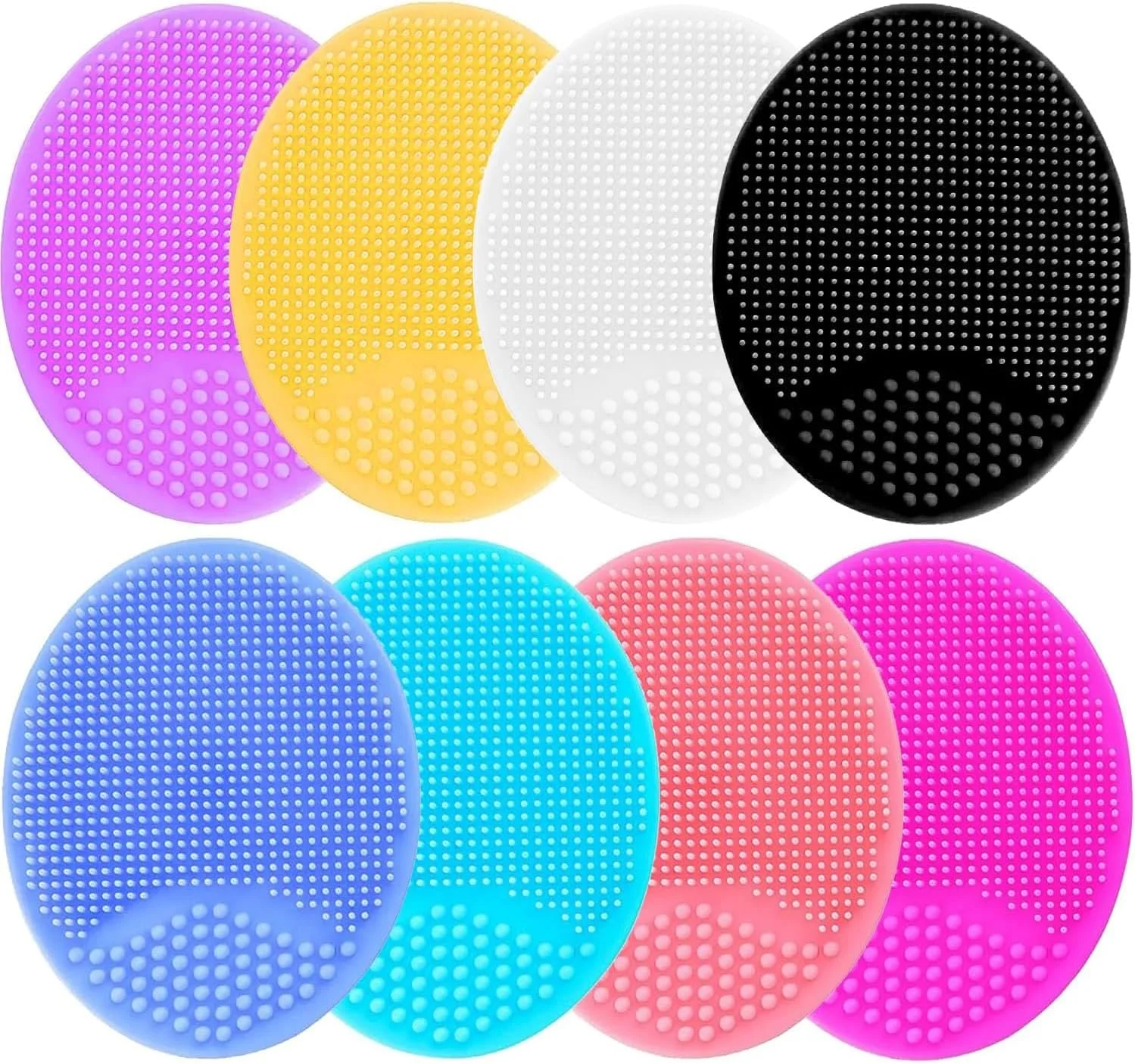 8 عدد مینی اسکرابر صورت، لایه بردار صورت، پد پاک کننده صورت سیلیکونی نرم، برس صورت سیلیکونی برای ماساژ، پاکسازی منافذ و لایه برداری