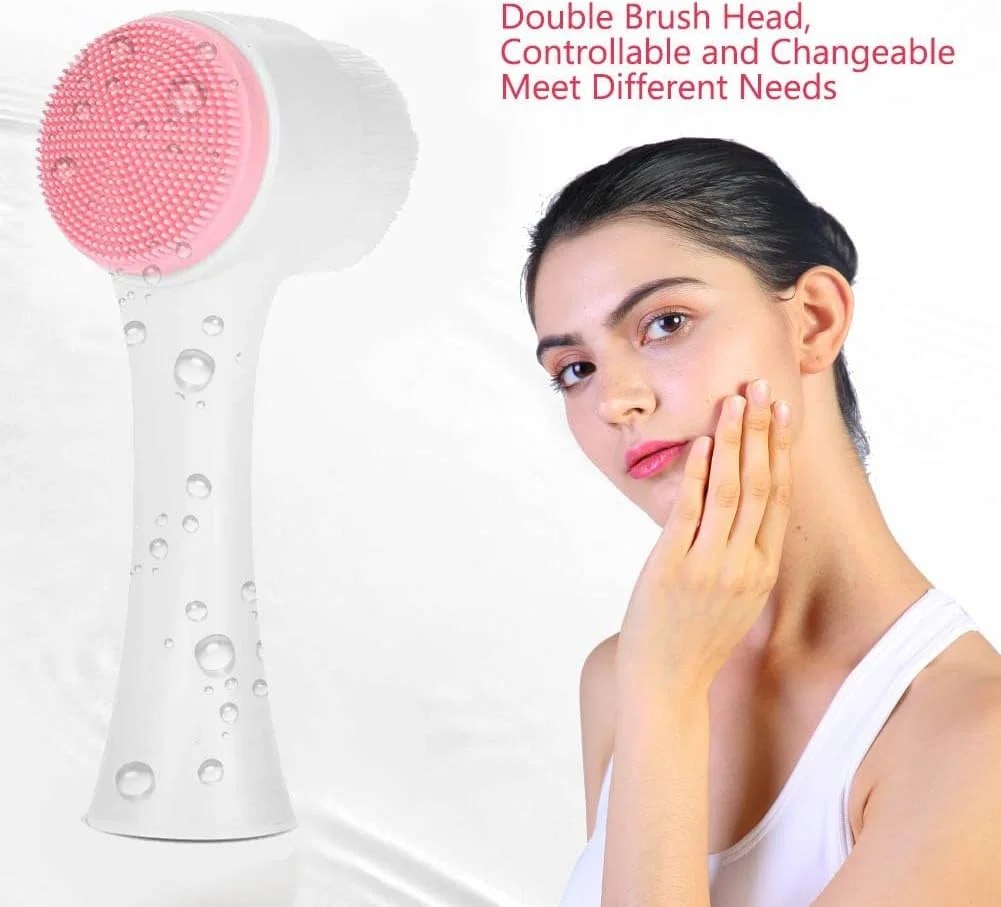 برس صورت سیلیکونی دو طرفه 2 در 1 BIGTHREE برای پاکسازی صورت، لایه برداری، پاک کننده آرایش، پوست چرب، پاکسازی عمیق جوش های سرسیاه و منافذ، ابزار ماساژ دستی استفاده خشک و مرطوب
