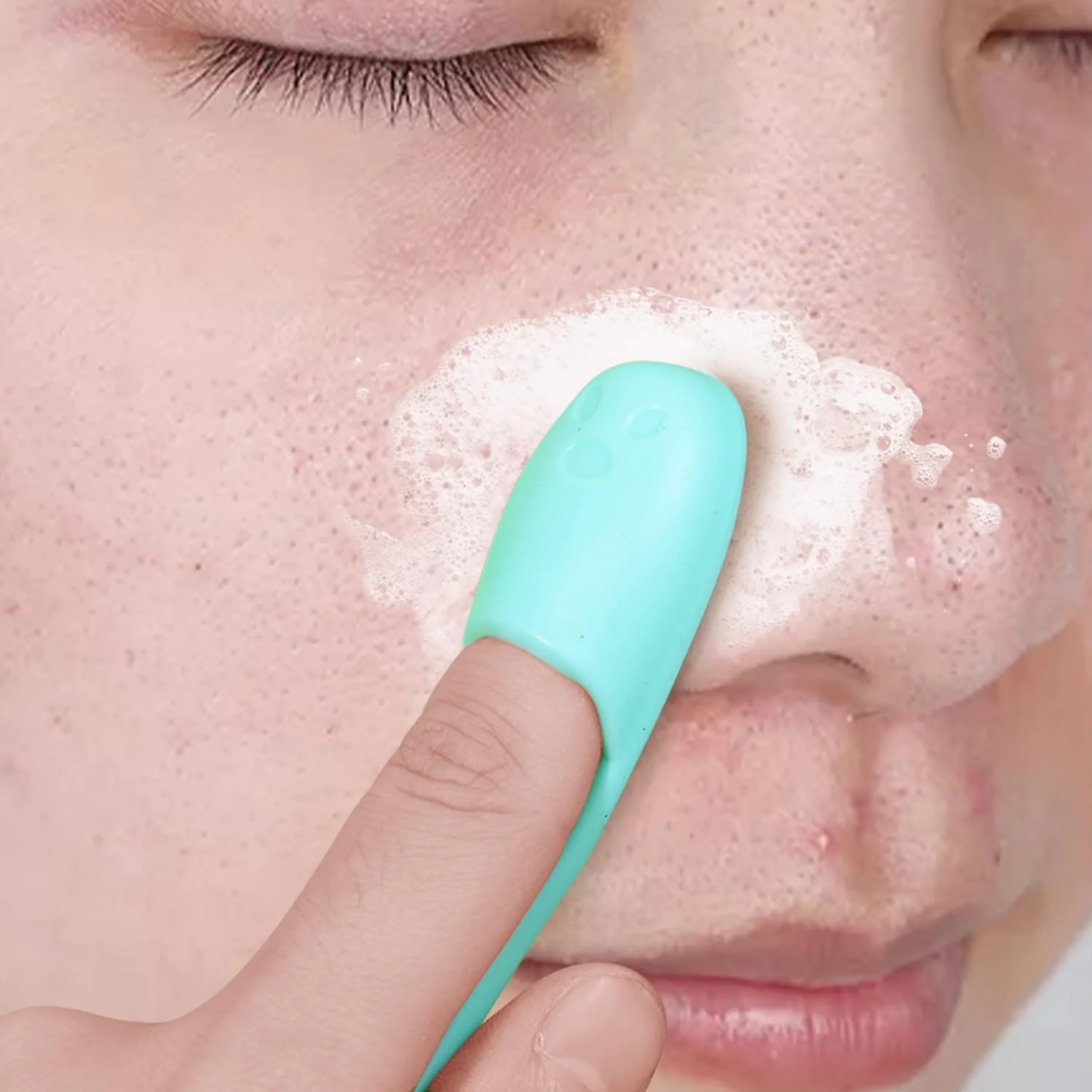 برس پاک کننده بینی سیلیکونی، پاک کننده عمیق منافذ پوست صورت، لایه بردار، برس های ماساژ قابل استفاده مجدد، سبز