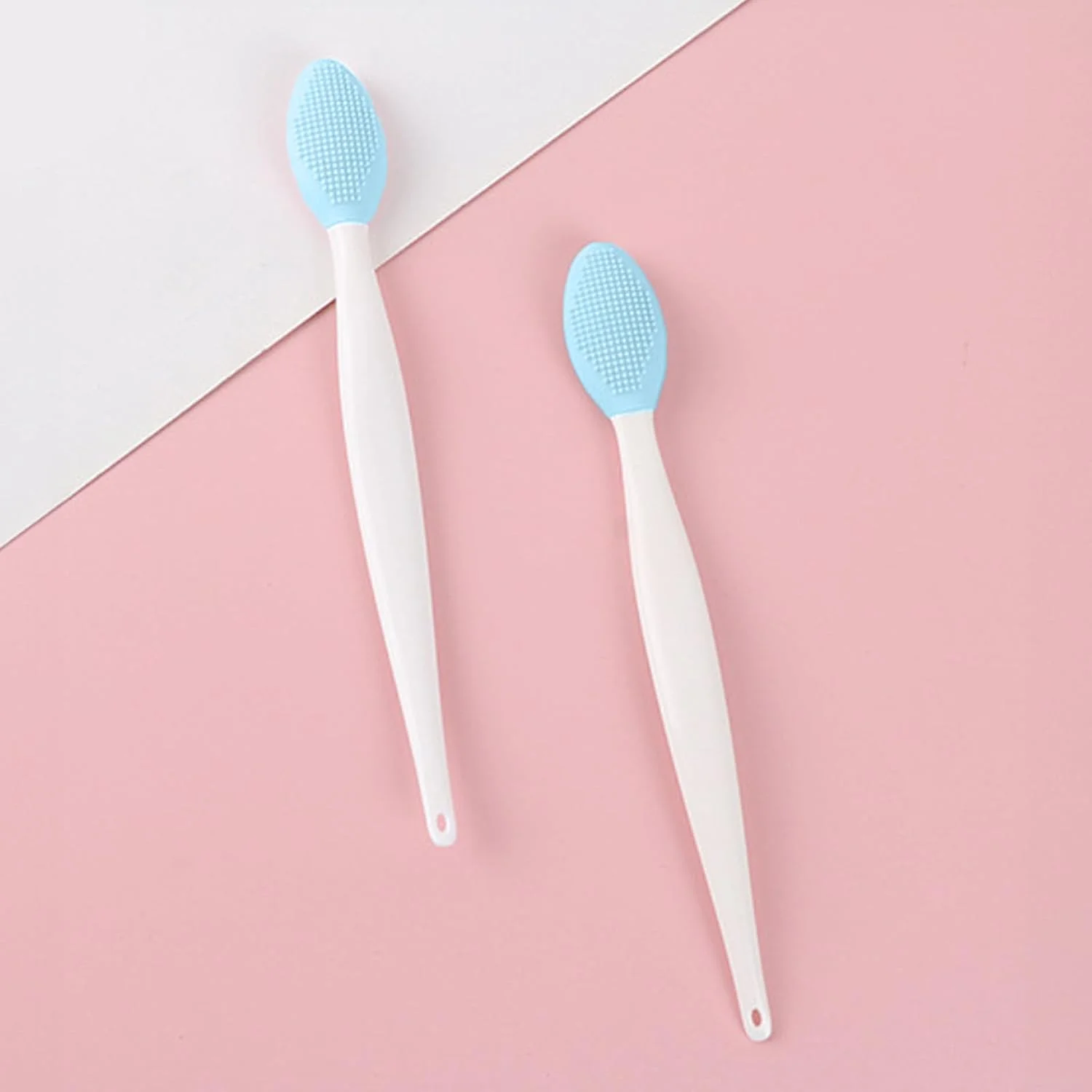 برس پاک کننده صورت سیلیکونی دو طرفه - ابزار لایه بردار جوش سرسیاه برای پاکسازی عمیق منافذ و ماساژ ملایم پوست (آبی)